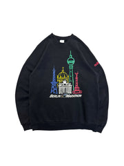 Rare! 80s Adidas Sweater Crewneck Raglan Berlin Marathon Made In The EEC. Schwarz M