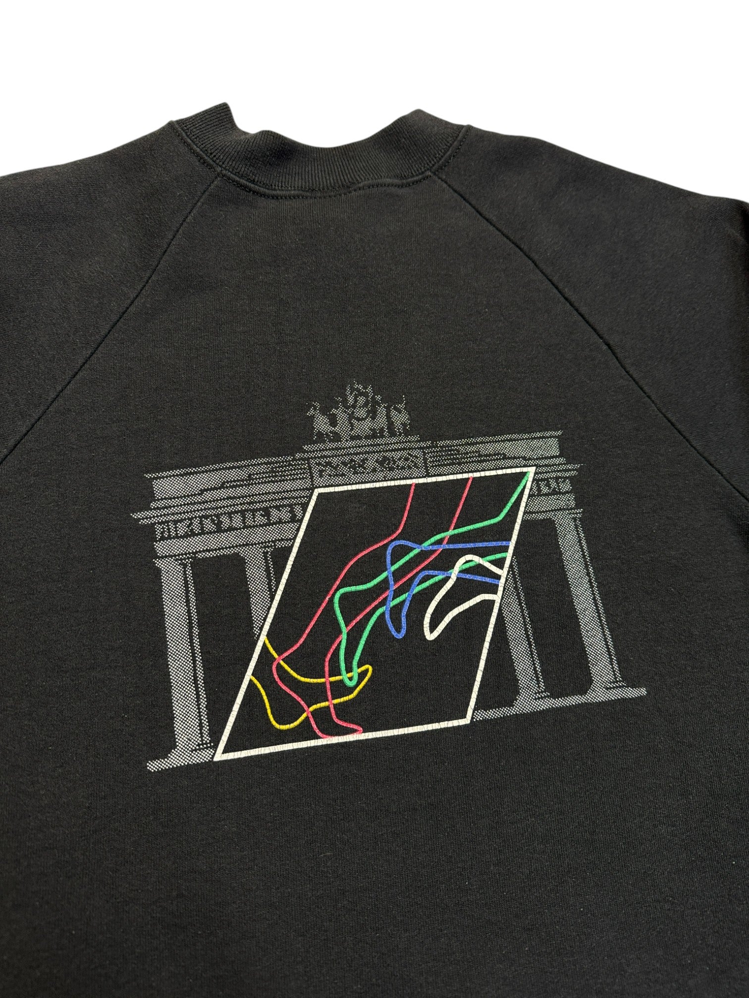 Rare! 80s Adidas Sweater Crewneck Raglan Berlin Marathon Made In The EEC. Schwarz M