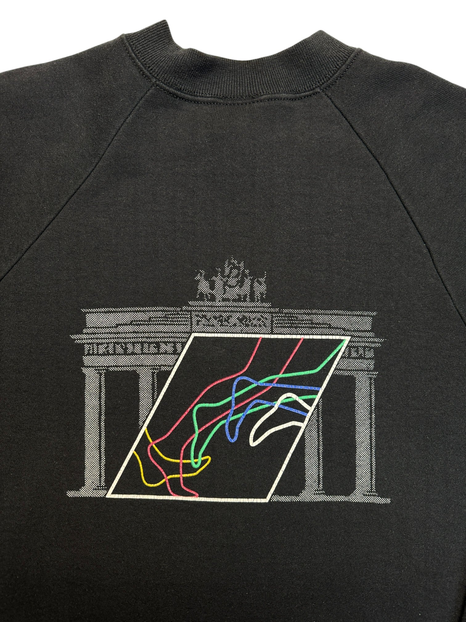 Rare! 80s Adidas Sweater Crewneck Raglan Berlin Marathon Made In The EEC. Schwarz M