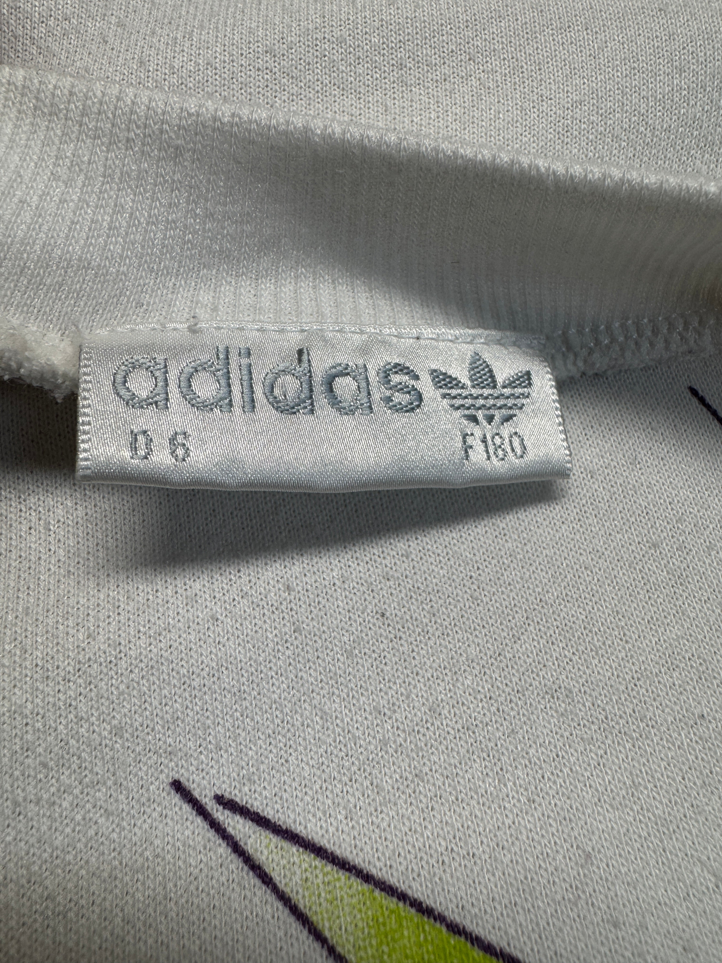 90s Adidas Sweater Crewneck Big Logo Weiß Lila D6 M
