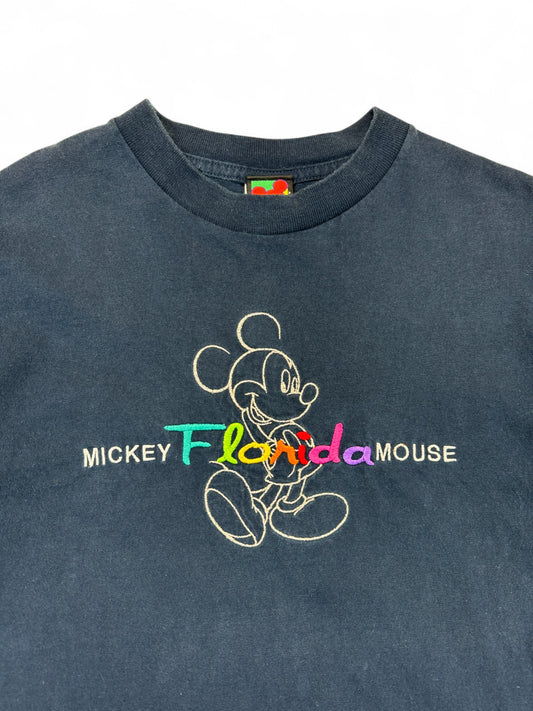 Vintage Disney Shirt 90s Mickey Mouse Florida Bestickt Dunkelblau M