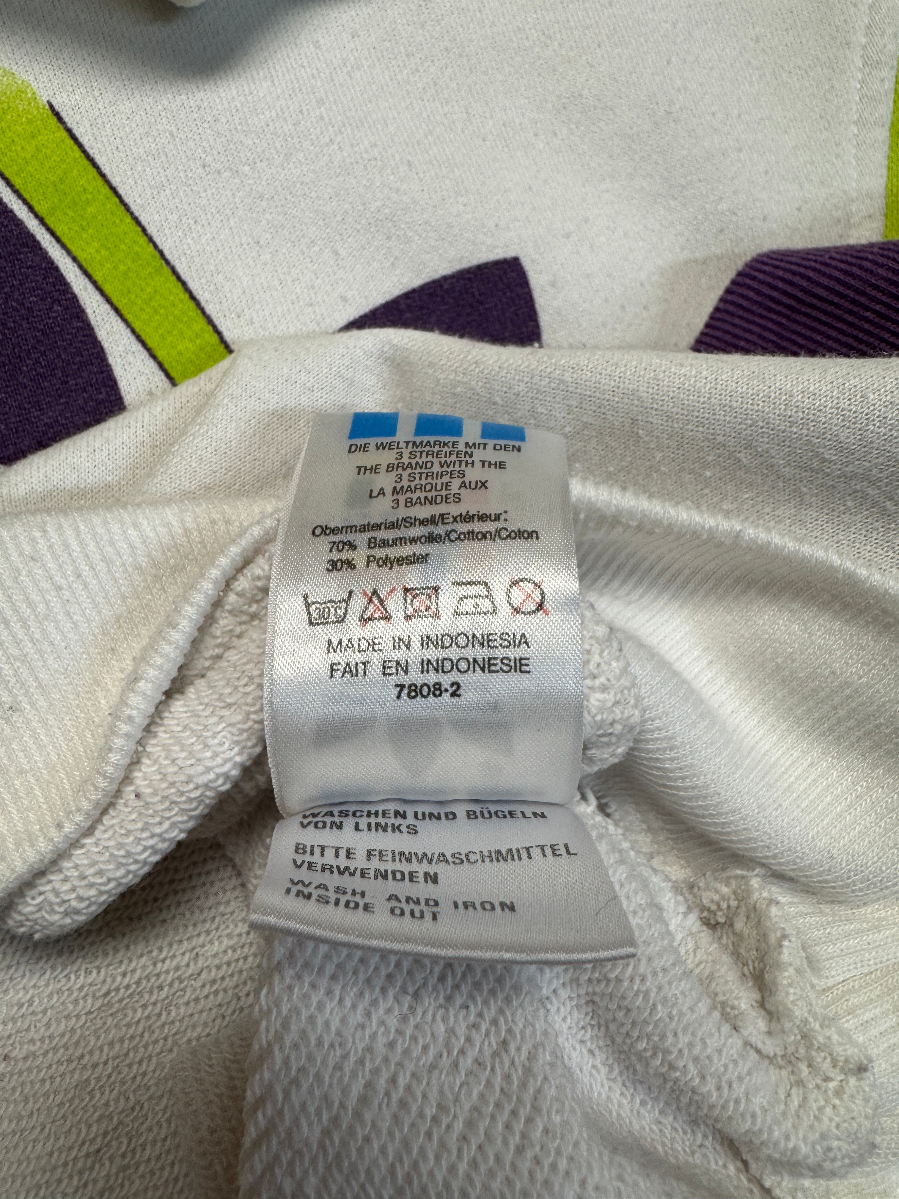 90s Adidas Sweater Crewneck Big Logo Weiß Lila D6 M