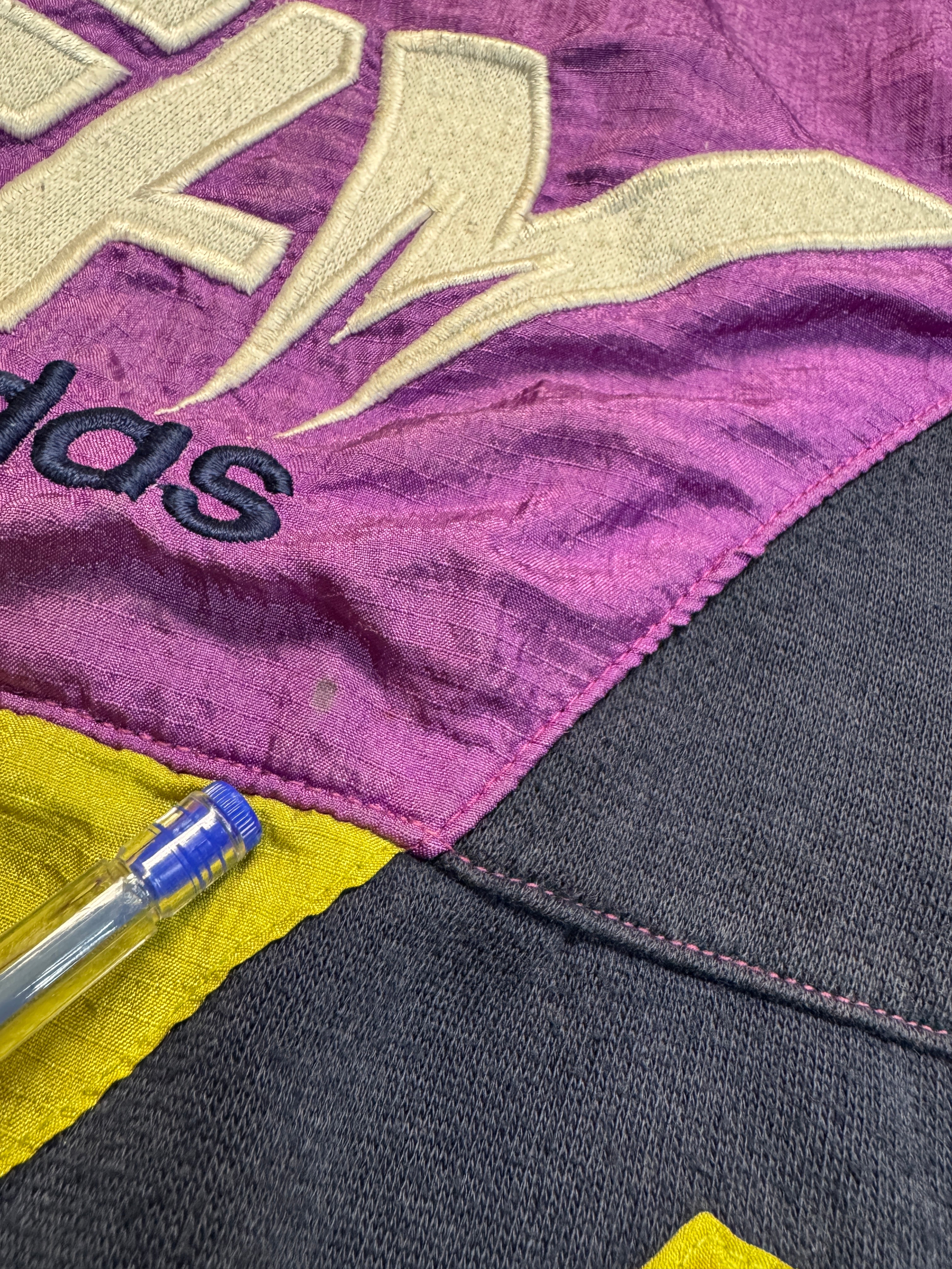 90s Adidas Team Pullover Stehkragen Dunkelblau Lila M-L