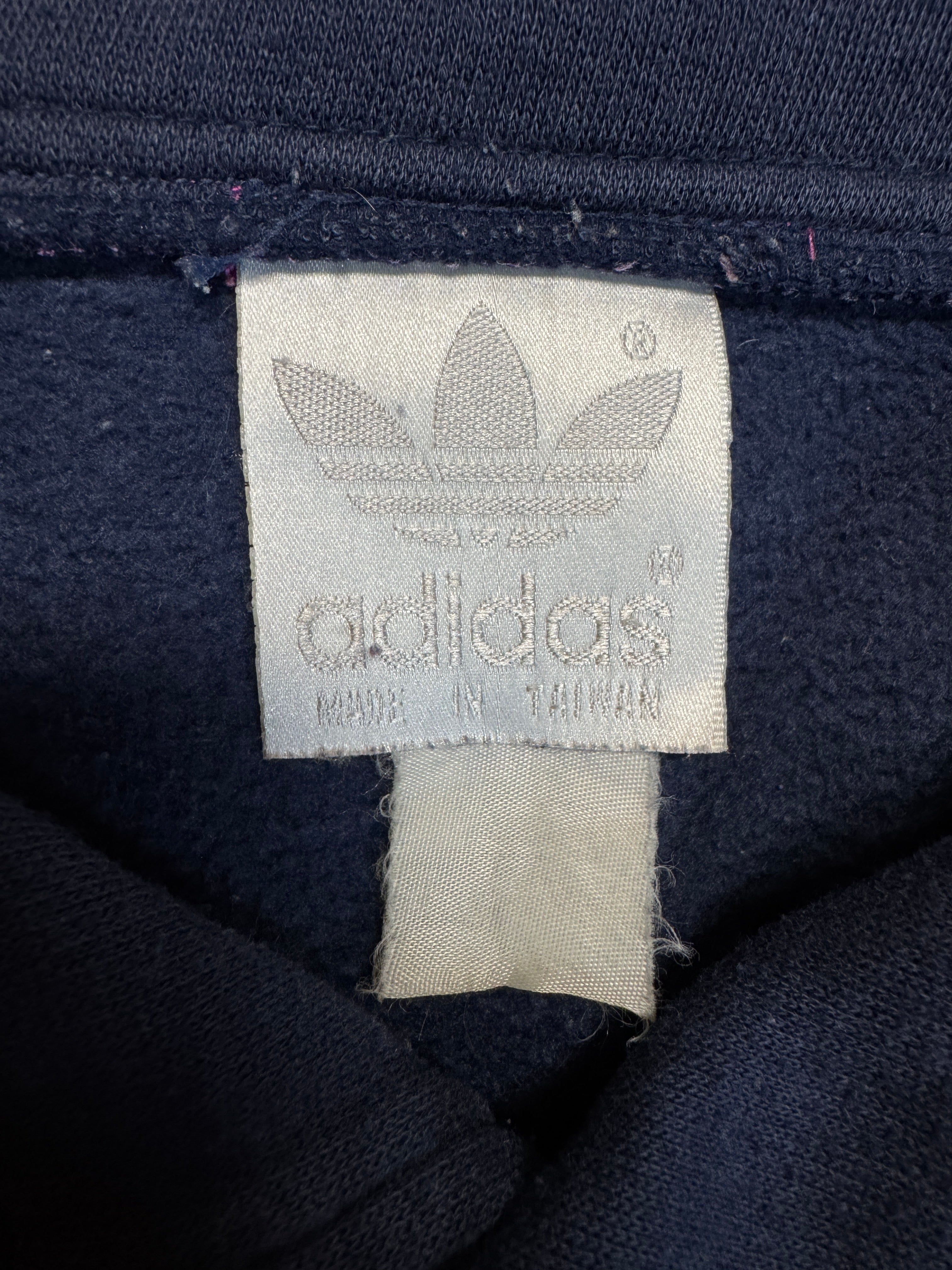 90s Adidas Team Pullover Stehkragen Dunkelblau Lila M-L