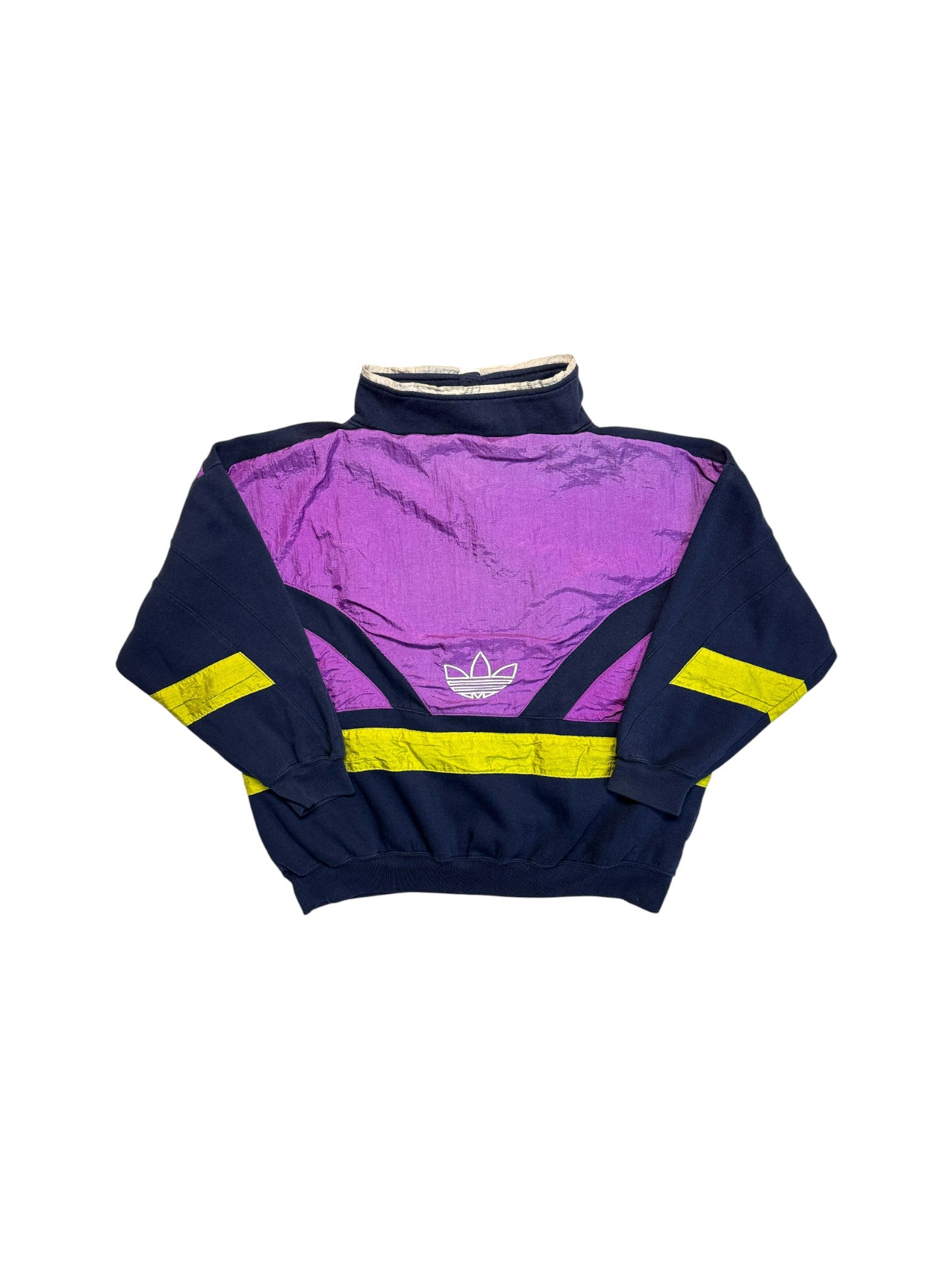 90s Adidas Team Pullover Stehkragen Dunkelblau Lila M-L