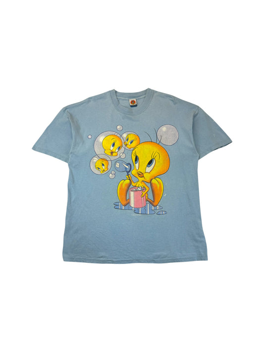 Vintage Warner Bros. Shirt 1998 Looney Tunes Tweety Hellblau XL