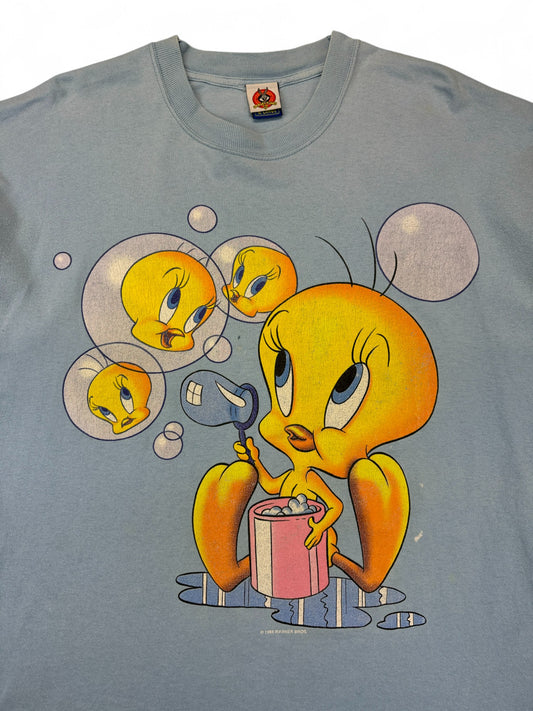 Vintage Warner Bros. Shirt 1998 Looney Tunes Tweety Hellblau XL