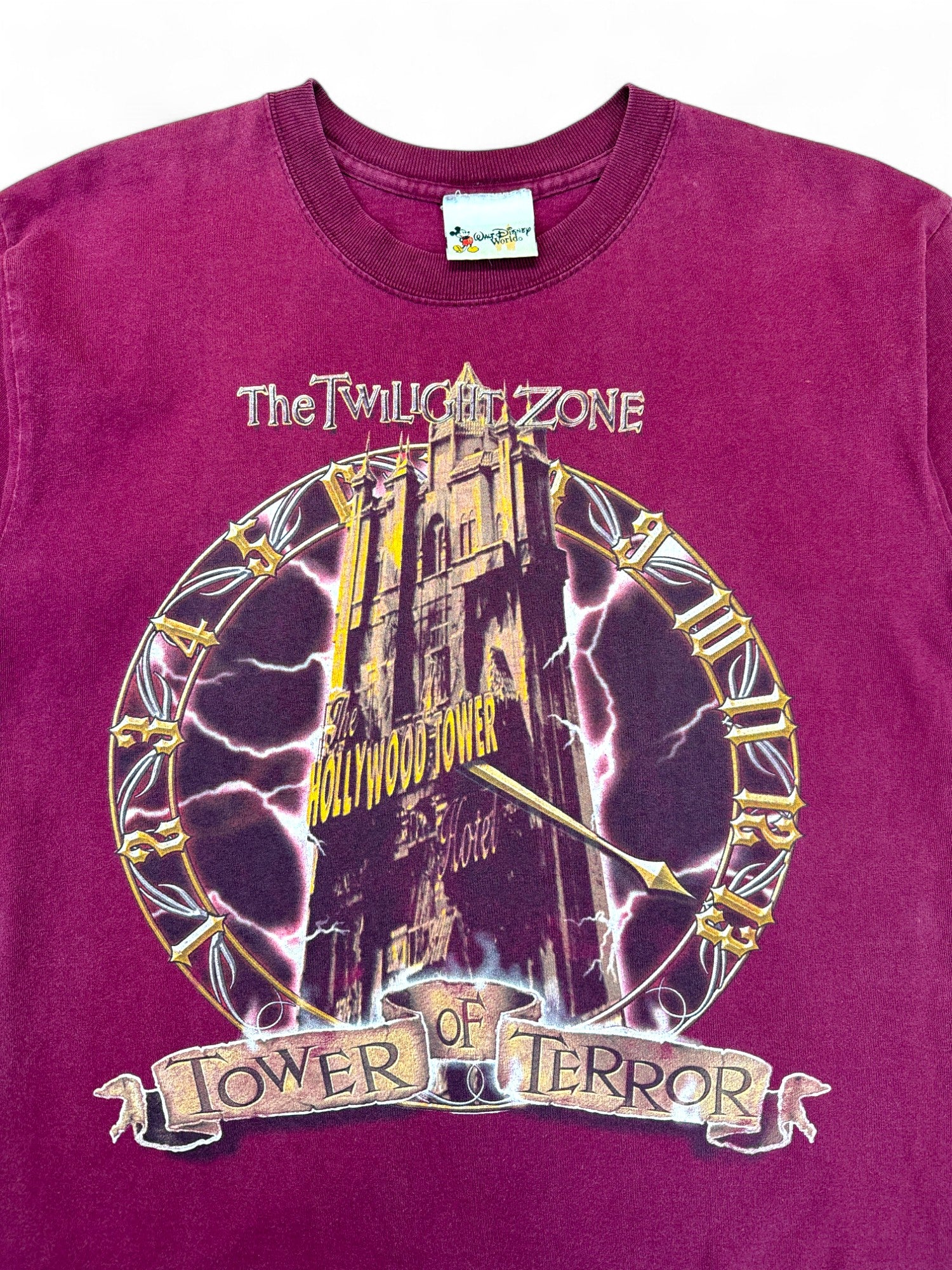 Vintage Disney Shirt 90s " The Twilight Zone Tower Of Terror" Dunkelrot M-L
