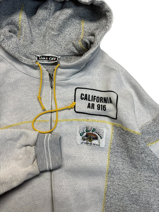90s Adidas Take Off Zip-Hoodie "The fabulous garments" Made In Singapore Grau Gelb D6 M