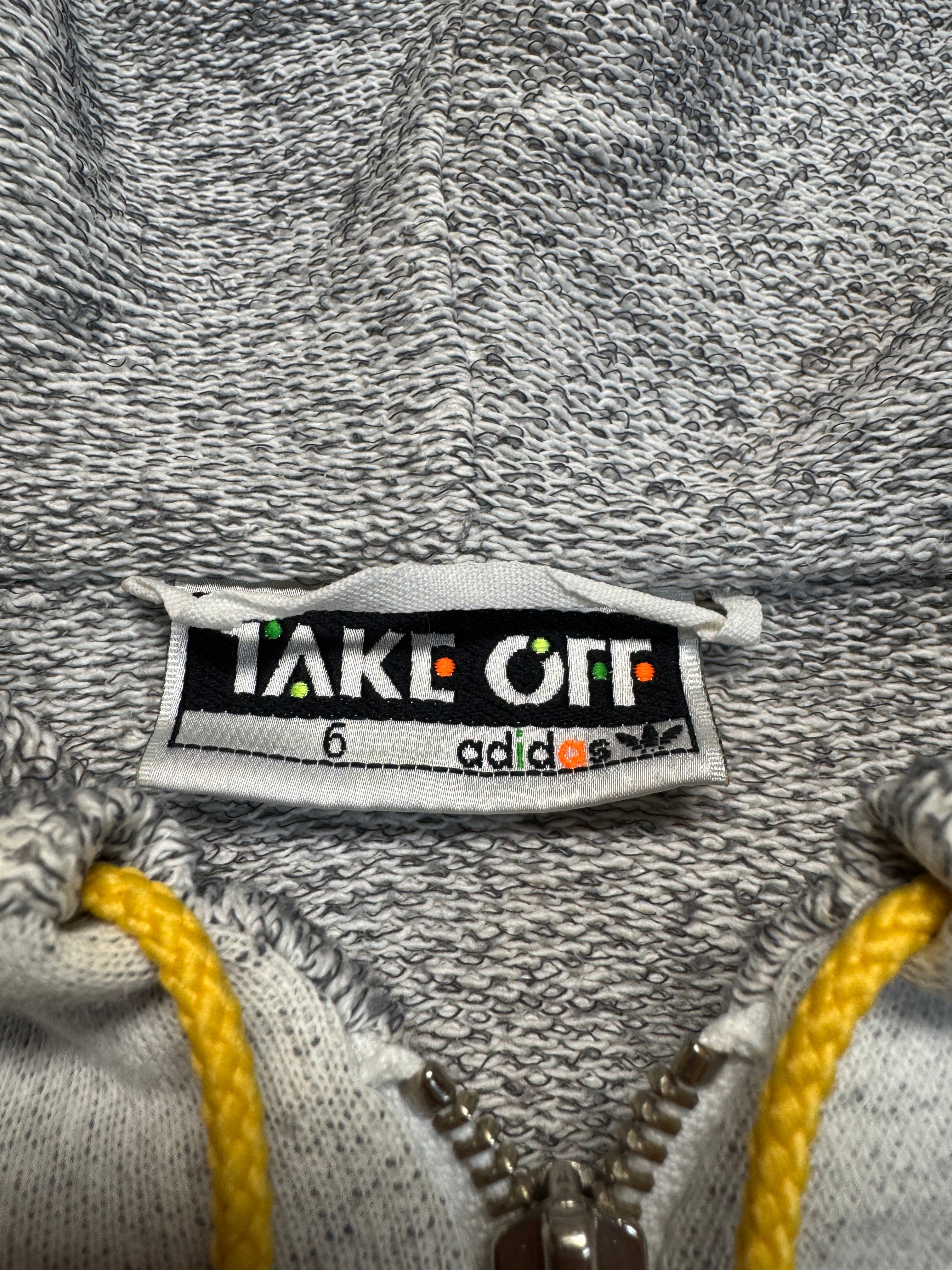 90s Adidas Take Off Zip-Hoodie "The fabulous garments" Made In Singapore Grau Gelb D6 M