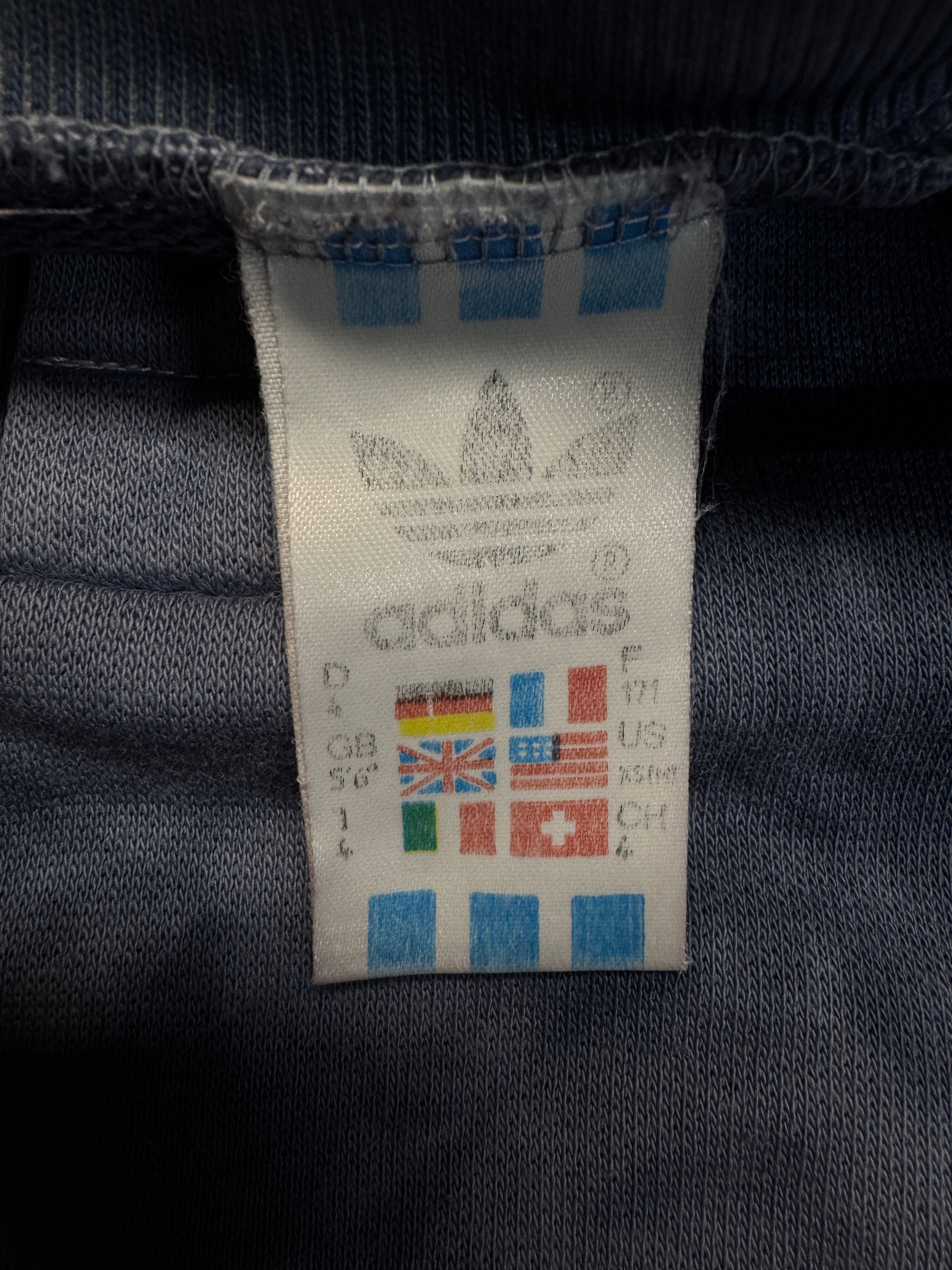 80s Adidas Sweater 1/3 Knopfleiste Batik Made In West-Germany Blau/Lila D4/S-M