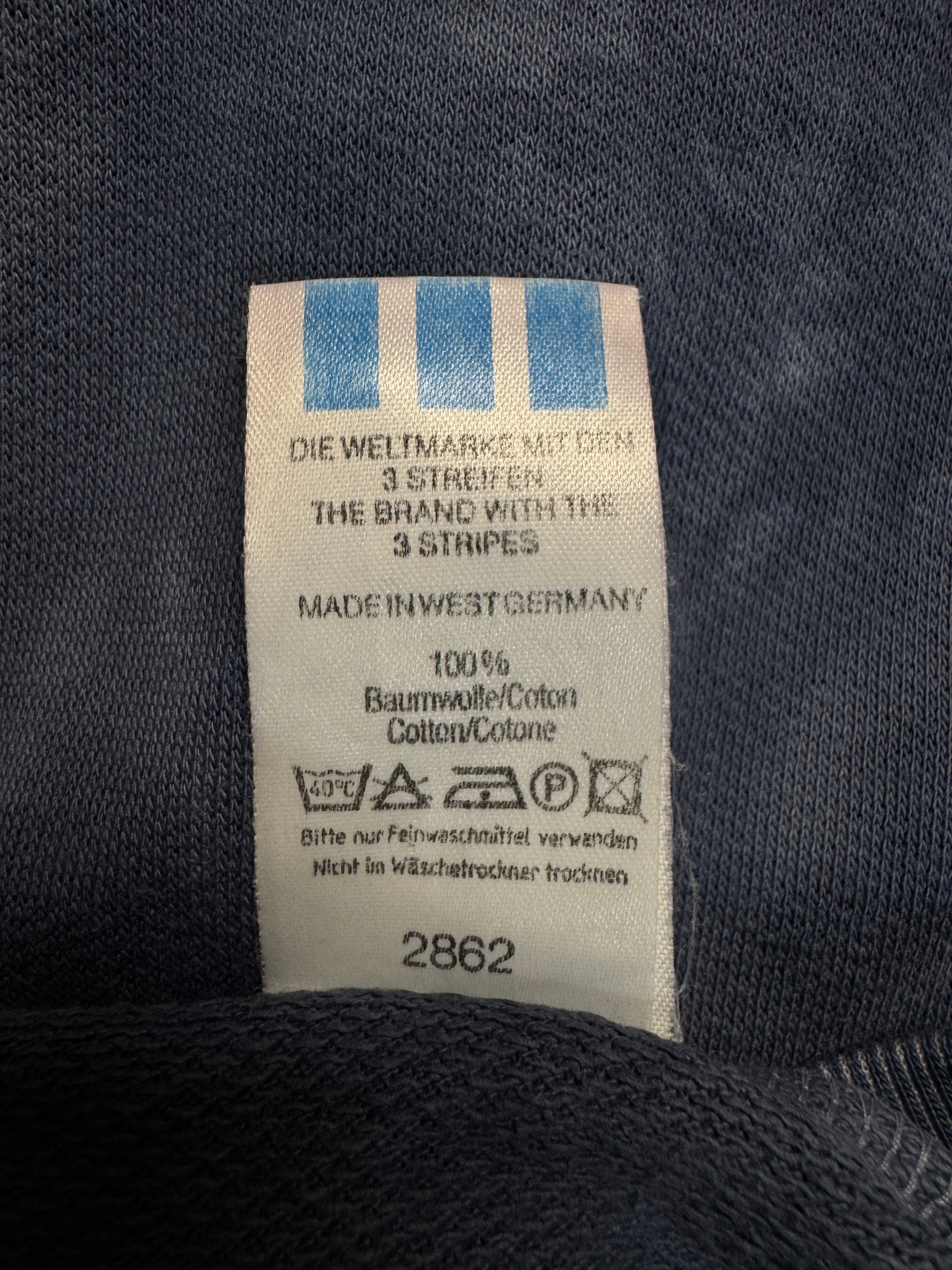 80s Adidas Sweater 1/3 Knopfleiste Batik Made In West-Germany Blau/Lila D4/S-M