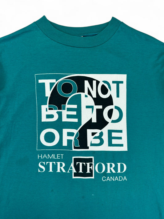 Vintage Shirt 90s "To be or not to be" Hamlet Stratford Made In Canada Single Stitch Grün L