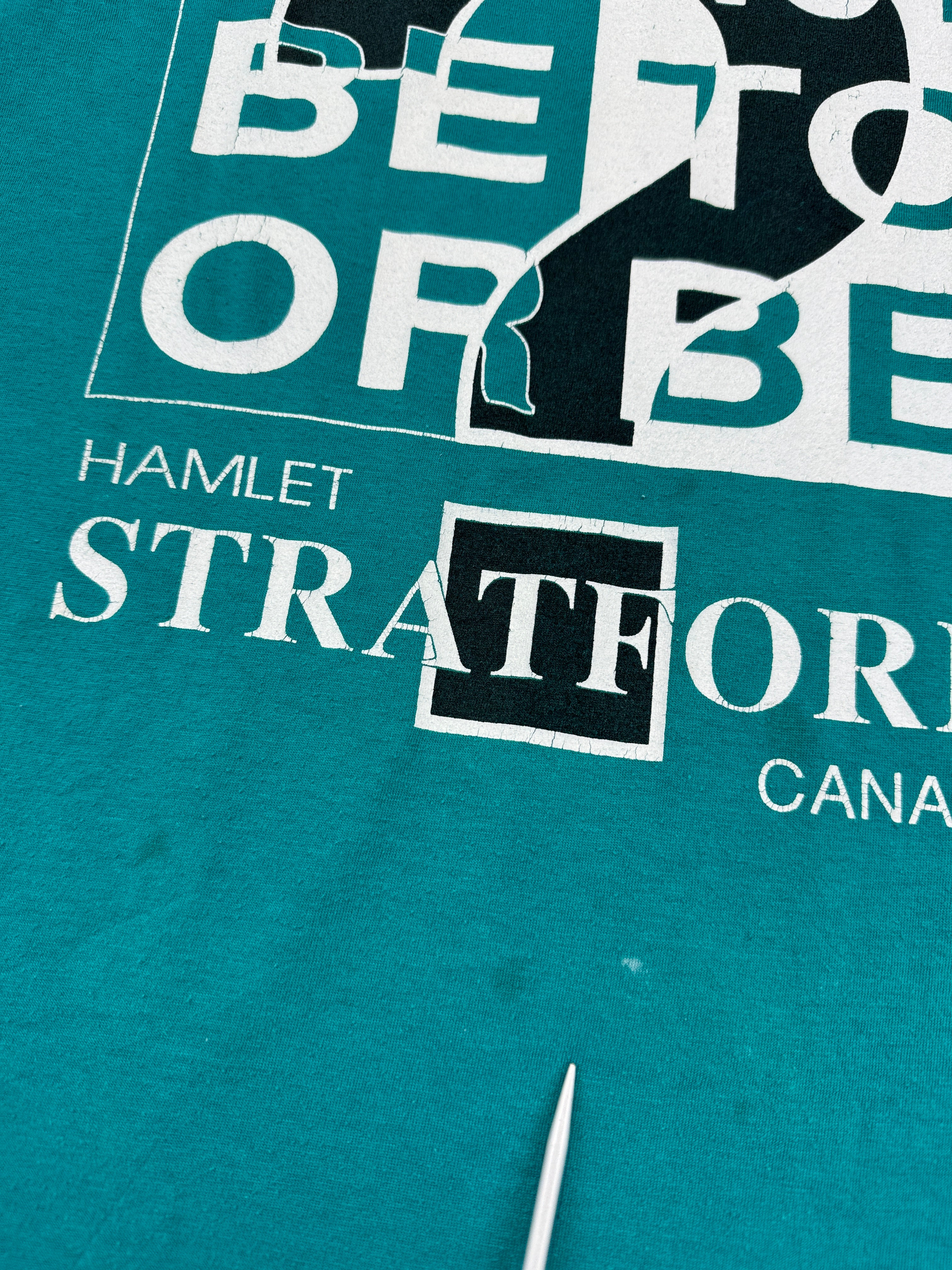Vintage Shirt 90s "To be or not to be" Hamlet Stratford Made In Canada Single Stitch Grün L