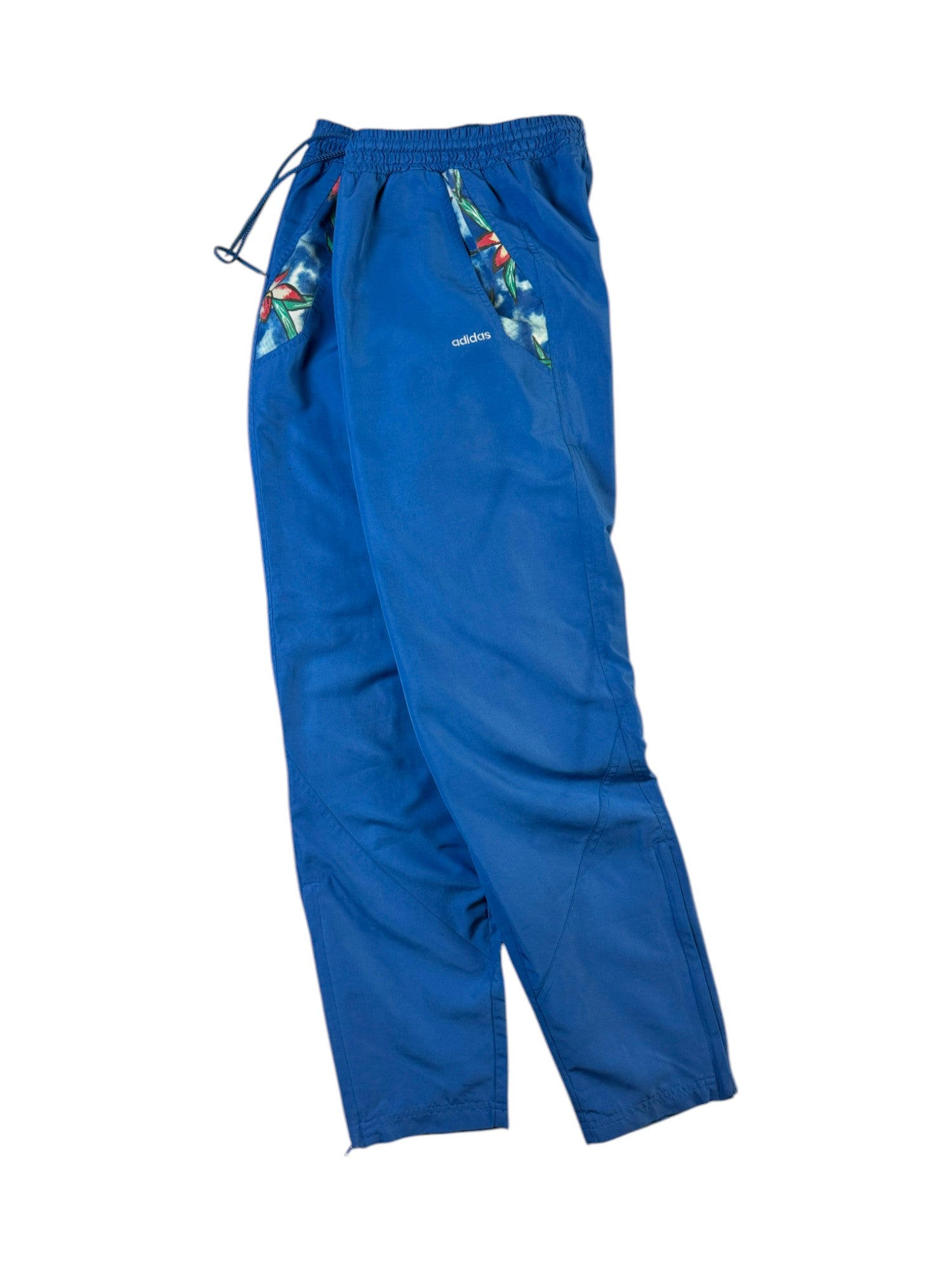 Vintage Adidas Damen Jogginghose 90s Floraler Print Blau (D38) M - RareRags