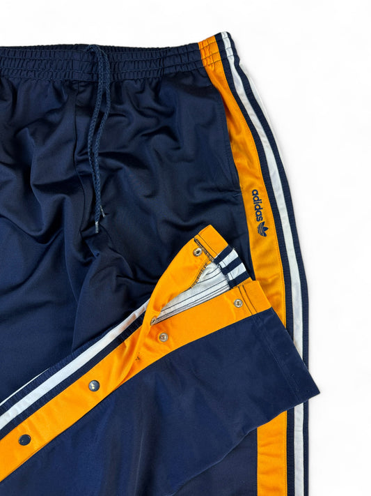 Vintage Adidas Jogginghose 90s Snap Pants Orange Dunkelblau (D5) M