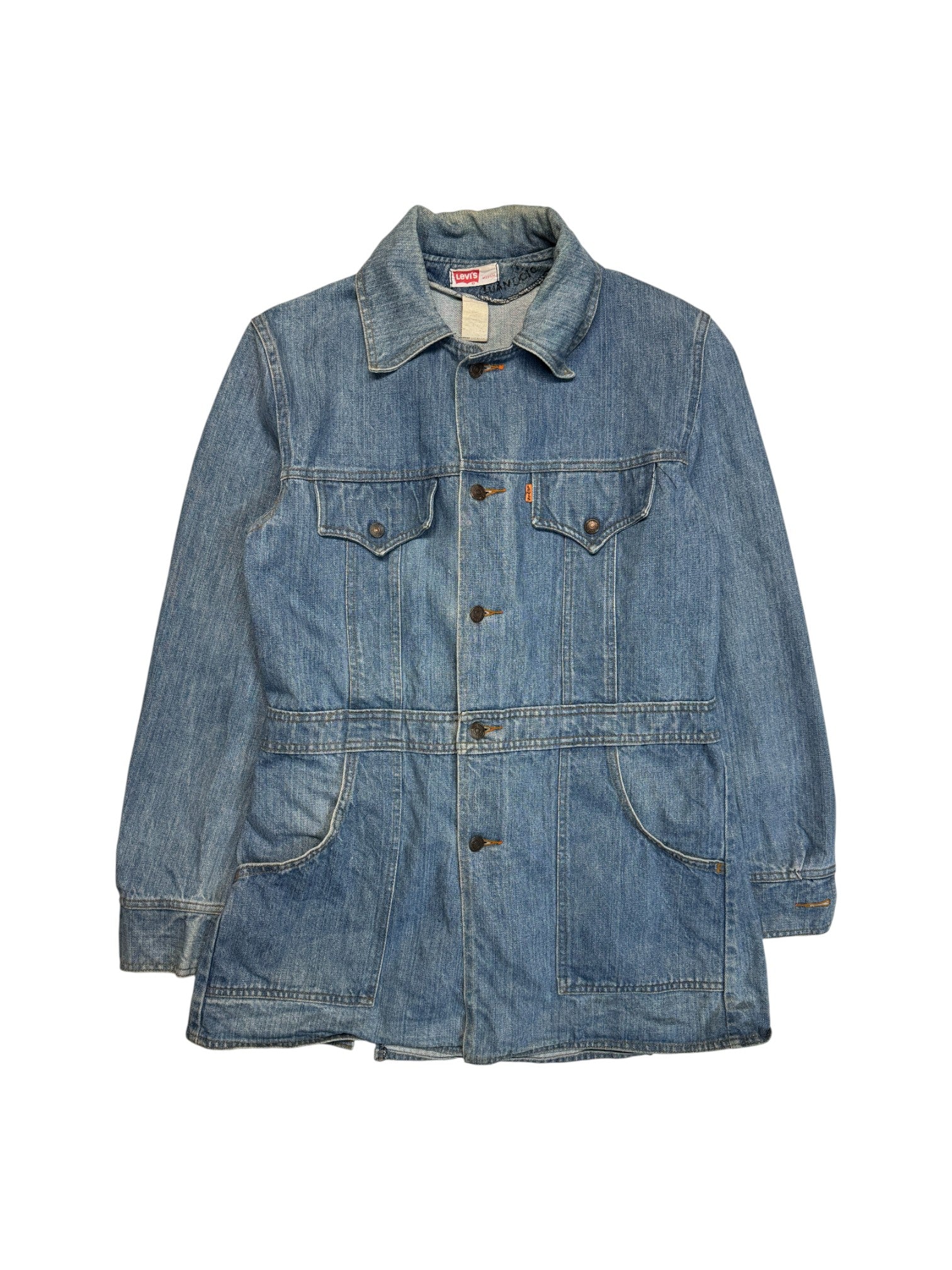 70s Levi’s Orange Tab Safari Chore Jacket 645 Made In USA Blau M - RareRags