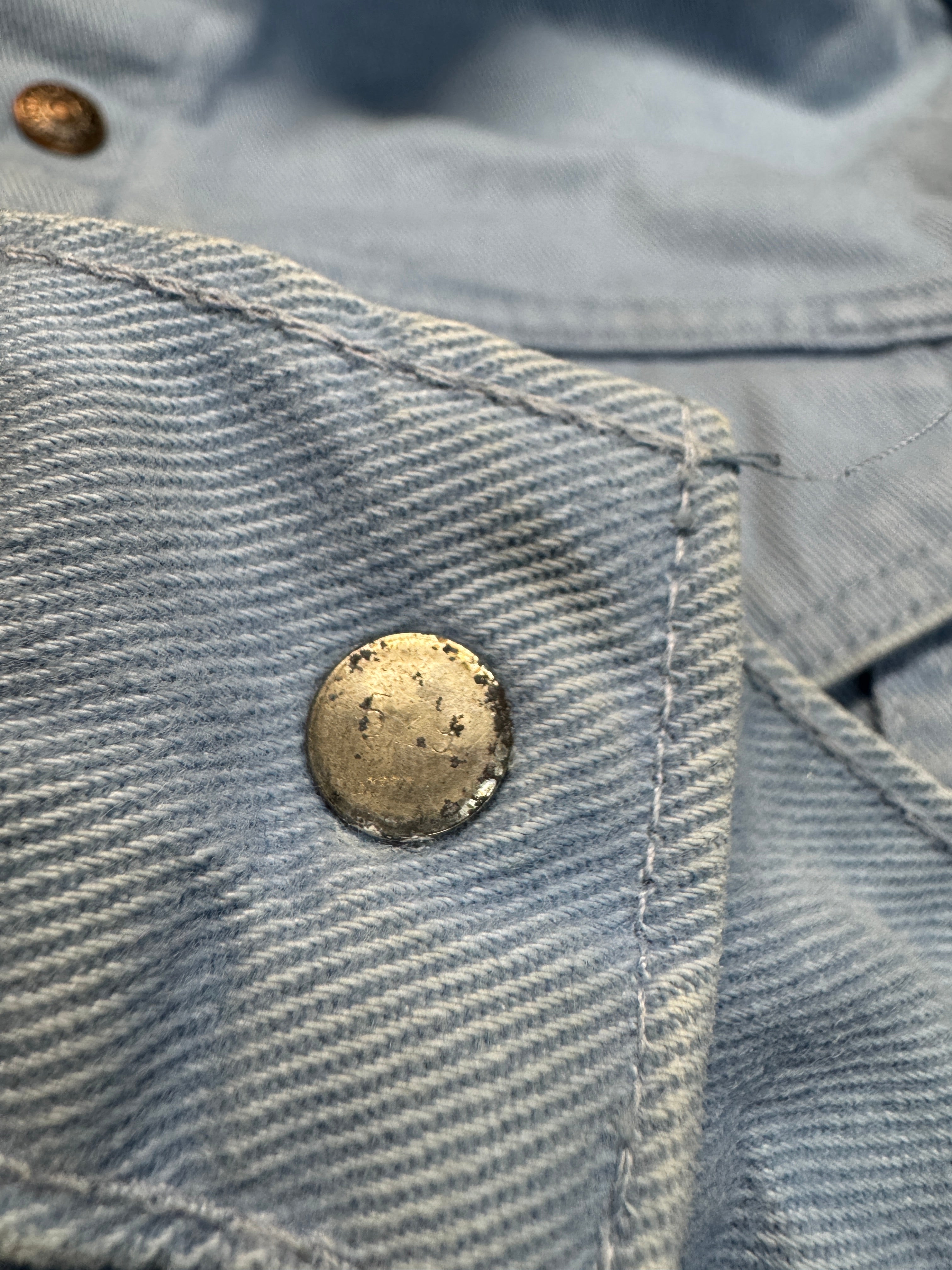 60s/70s Levis Type III Trucker Jacket White Tab Big E 529 Made In USA Hellblau 40 S-M - RareRags