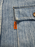 70s Levis Western Hemd Orange Tab 73 Made In USA Blau 16 M-L - RareRags