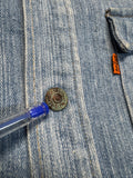 70s Levis Western Hemd Orange Tab 73 Made In USA Blau 16 M-L - RareRags