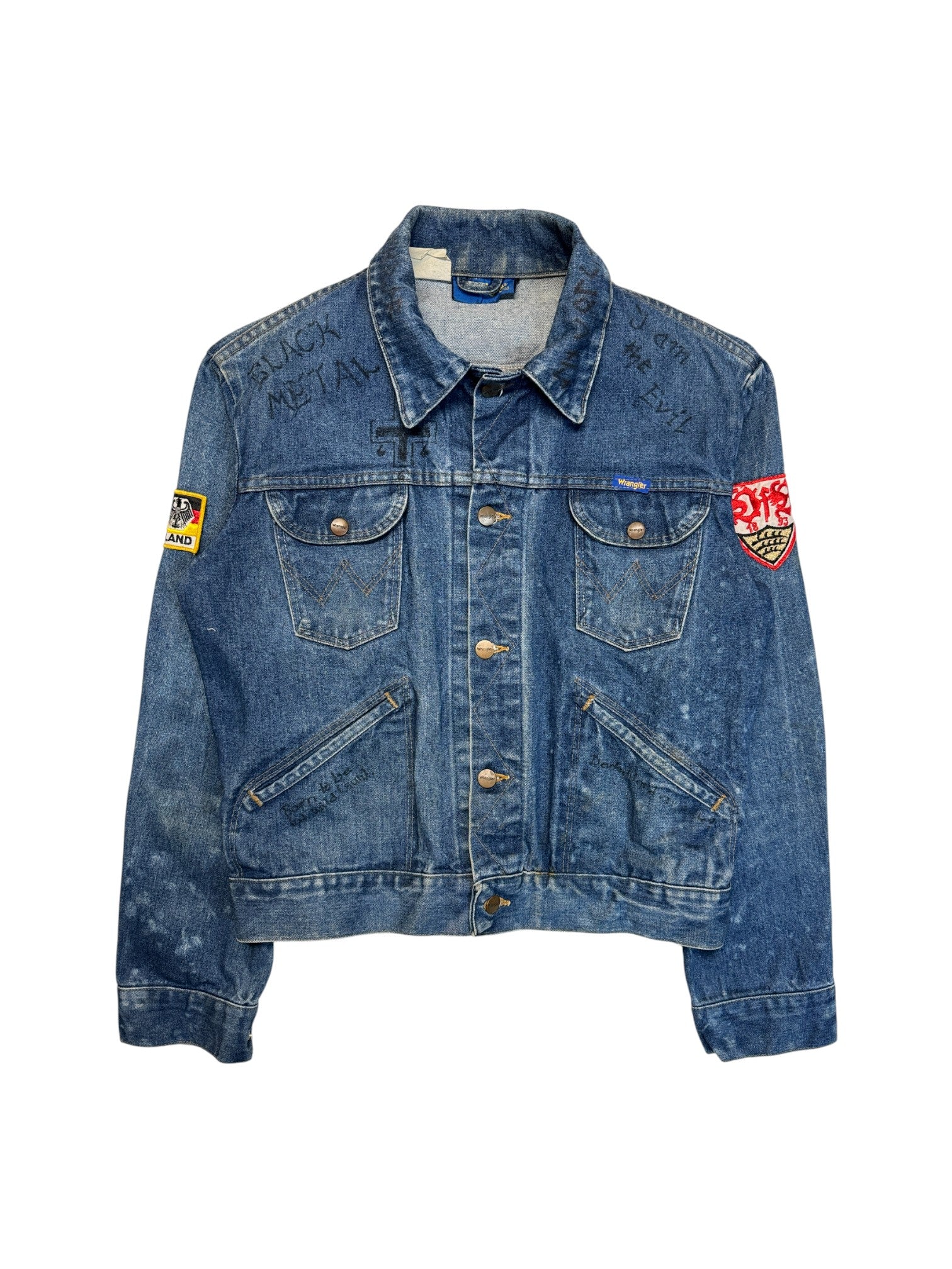 90s Wrangler Jeansjacke Customized Blau 40/48 M-L - RareRags