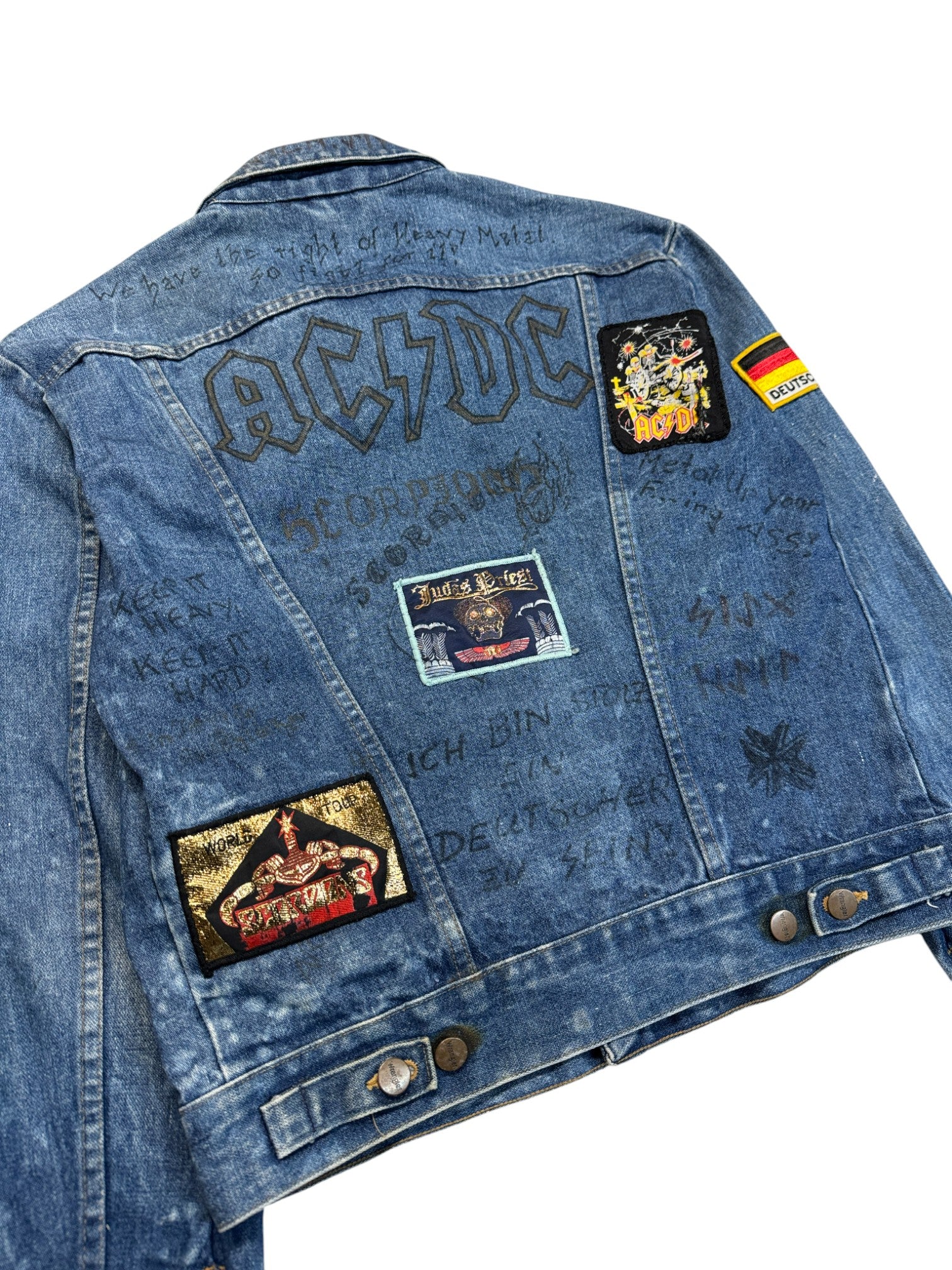 90s Wrangler Jeansjacke Customized Blau 40/48 M-L - RareRags