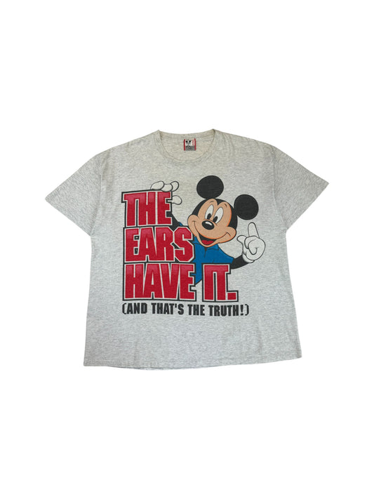 Vintage Disney Shirt 90s Mickey Mouse "The ears have it!" Single Stitch Made In USA Grau XXL