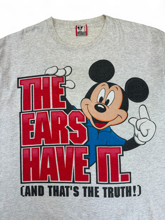 Vintage Disney Shirt 90s Mickey Mouse "The ears have it!" Single Stitch Made In USA Grau XXL