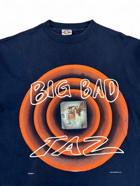 Vintage Looney Tunes Shirt 1996 Holographic "Big Bad Taz" Dunkelblau XL-XXL