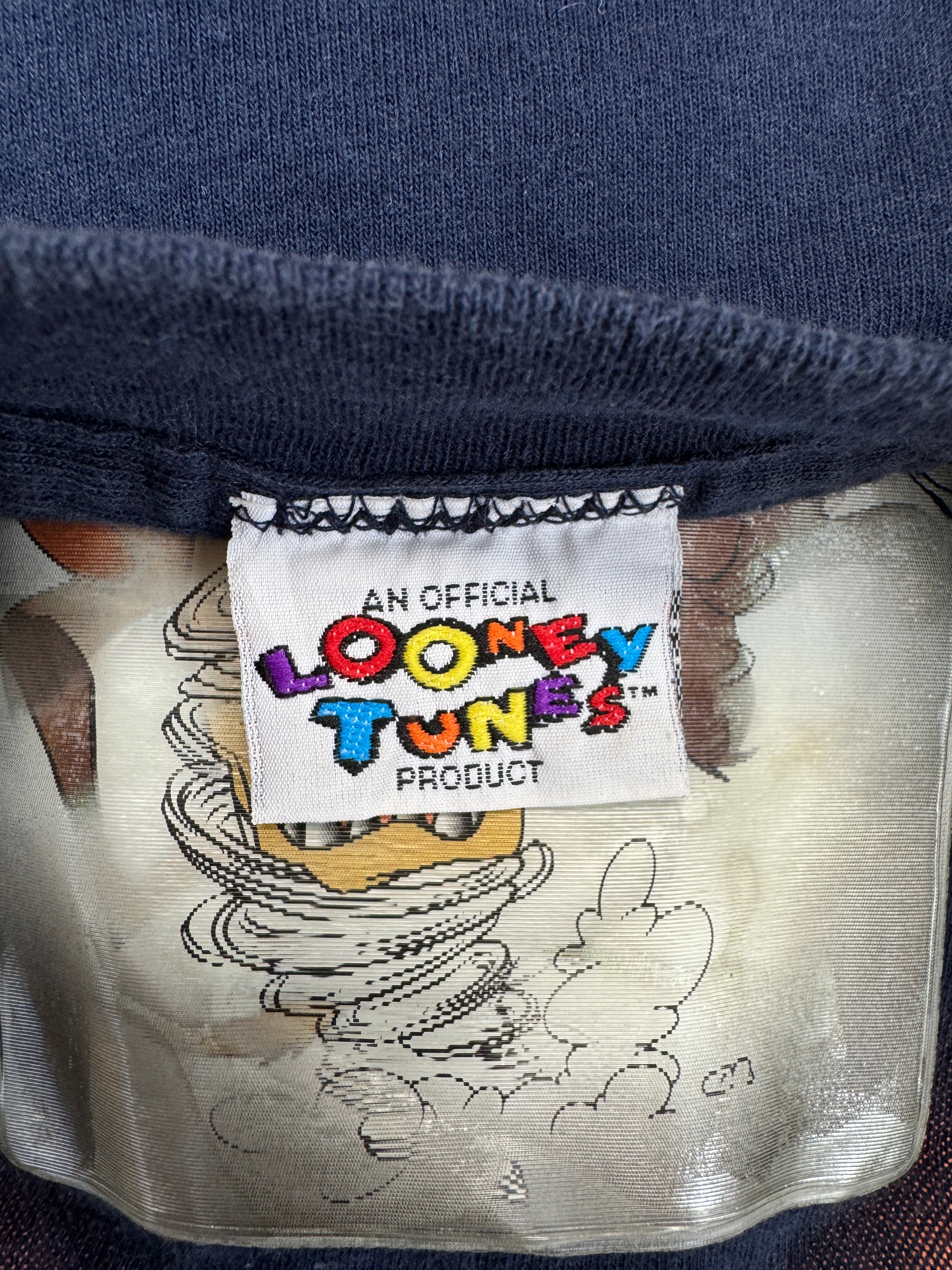 Vintage Looney Tunes Shirt 1996 Holographic "Big Bad Taz" Dunkelblau XL-XXL
