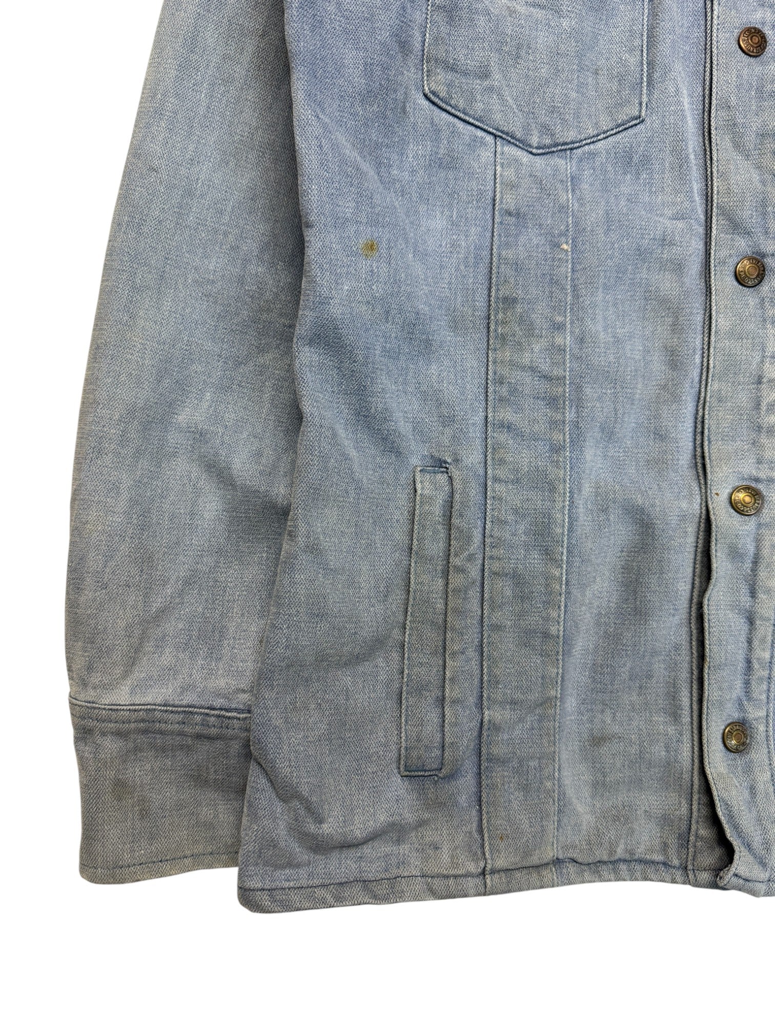 70s Levis Jeansjacke White Tab Snap Button Blau S-M - RareRags