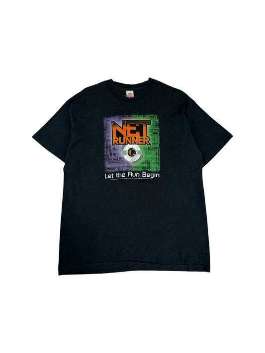 Vintage Fruit Of The Loom Shirt 1996 Net Runner Card Game Single Stitch Made In USA Schwarz XL