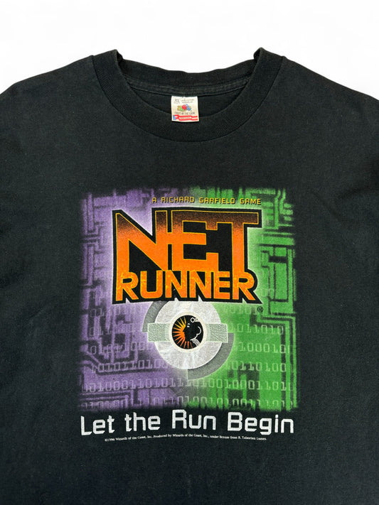 Vintage Fruit Of The Loom Shirt 1996 Net Runner Card Game Single Stitch Made In USA Schwarz XL