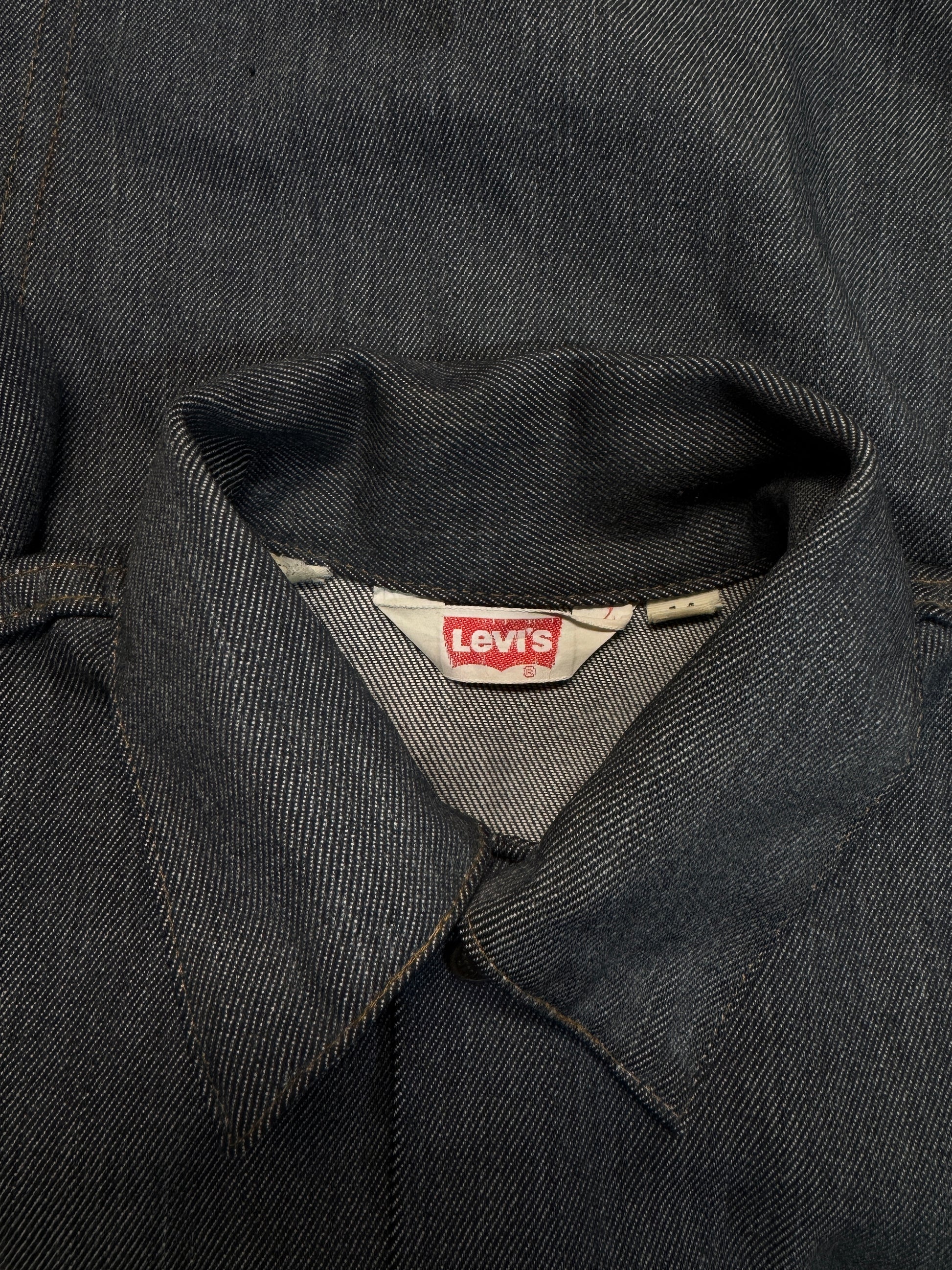 70s Levis Kids Faux Denim Jacket Grau/Schwarz 14 XXS-XS - RareRags