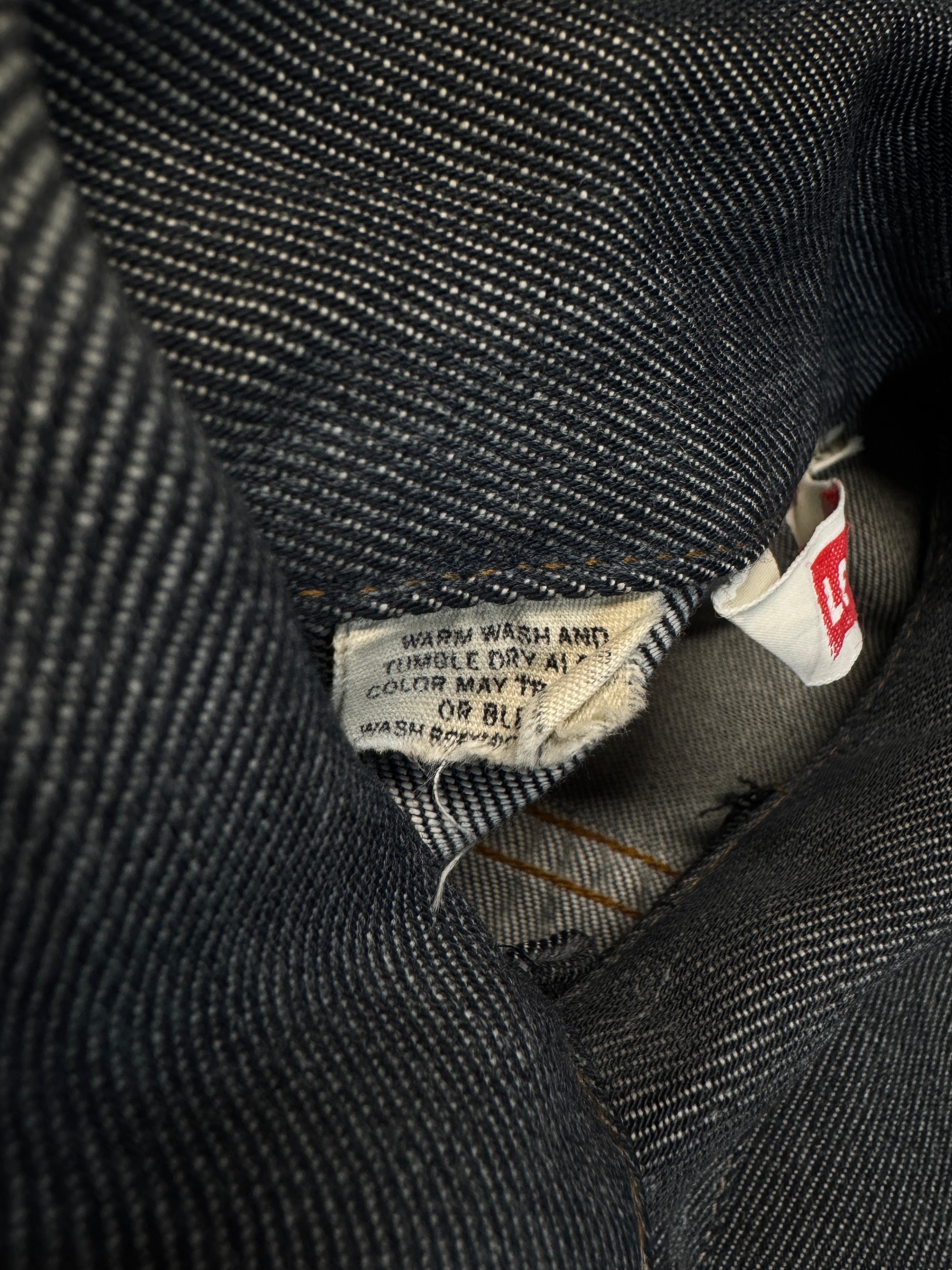 70s Levis Kids Faux Denim Jacket Grau/Schwarz 14 XXS-XS - RareRags