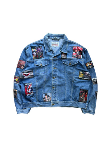 Vintage Crocker Jeansjacke 90s The Stone Roses Patches Hellblau XL-XXL