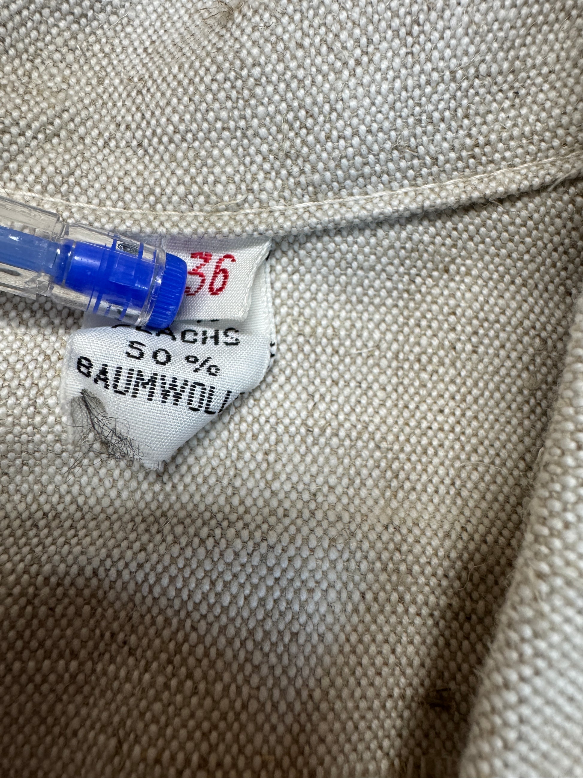 70s Wallys Flachs/Baumwolle Jacke Deadstock Meliert Creme Braun (36) M - RareRags