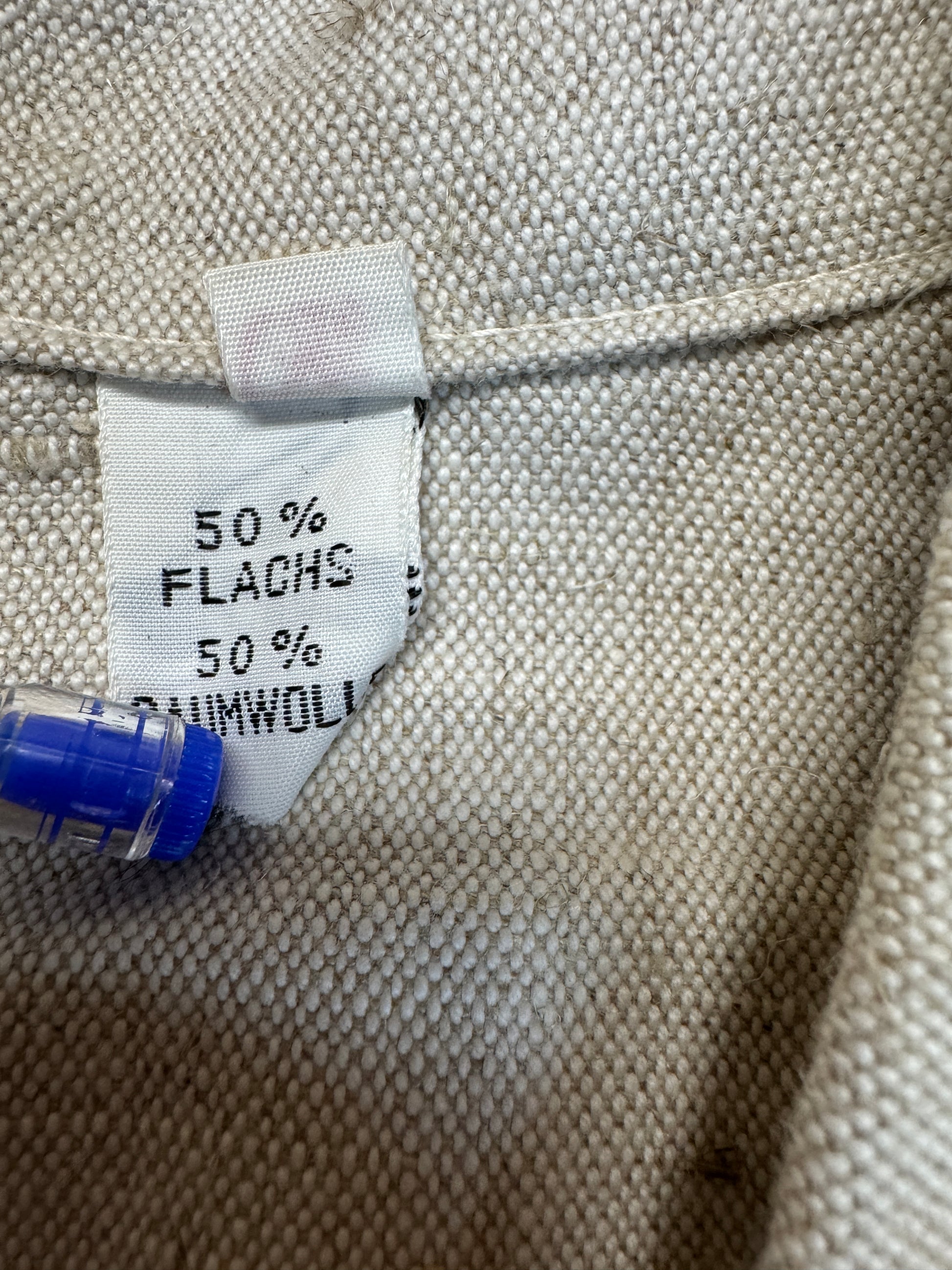 70s Wallys Flachs/Baumwolle Jacke Deadstock Meliert Creme Braun (36) M - RareRags