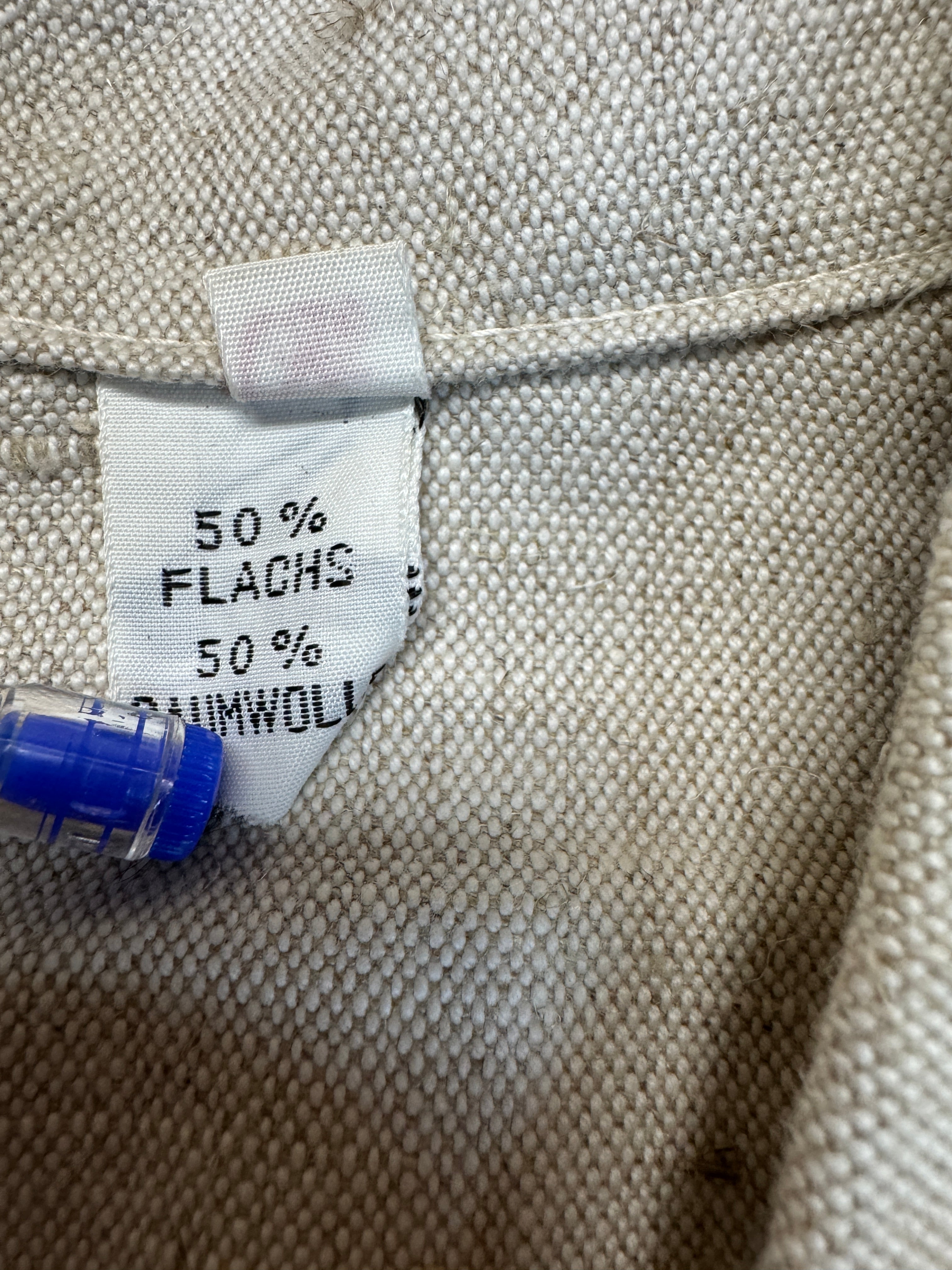 70s Wallys Flachs/Baumwolle Jacke Deadstock Meliert Creme Braun (36) M - RareRags
