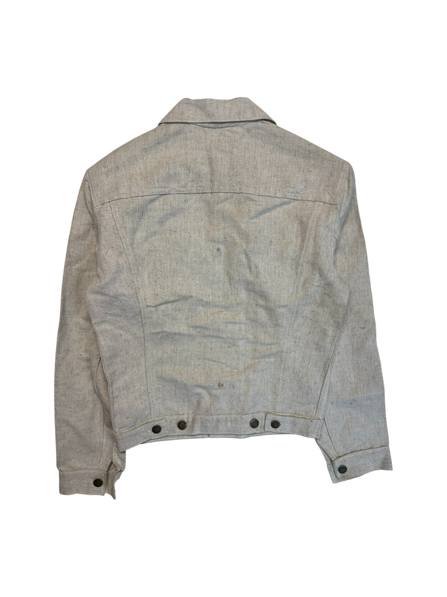 70s Wallys Flachs/Baumwolle Jacke Deadstock Meliert Creme Braun (36) M - RareRags
