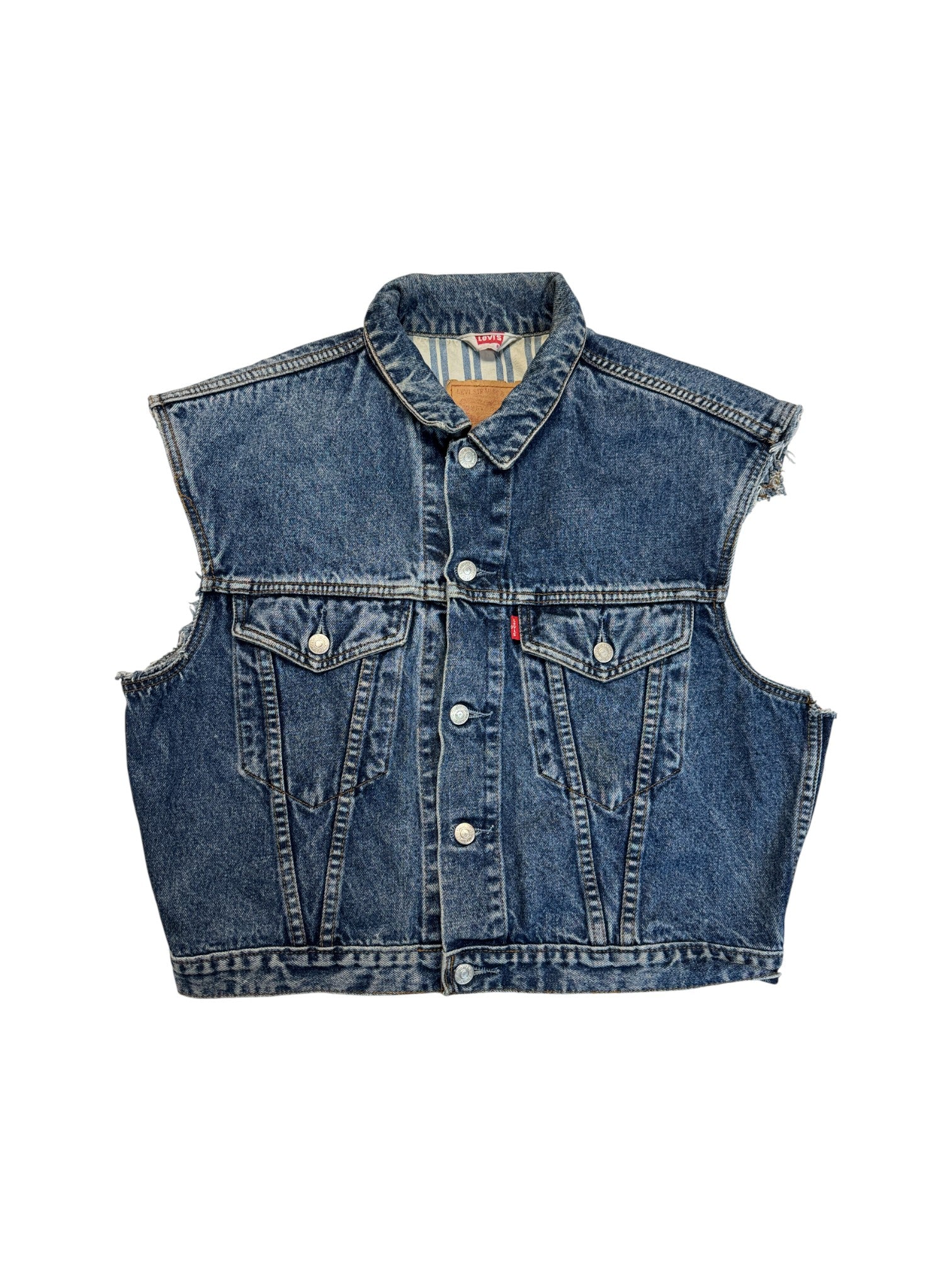 80s Levis Cut-Off Jeansweste Blau M - RareRags
