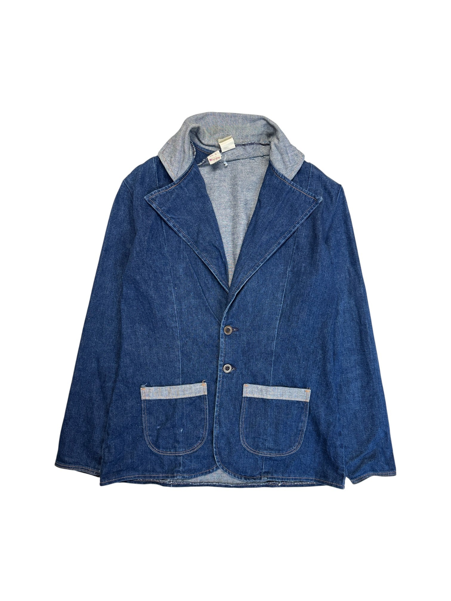 70s Wrangler Denim Blazer Junior Misses Blau S - RareRags