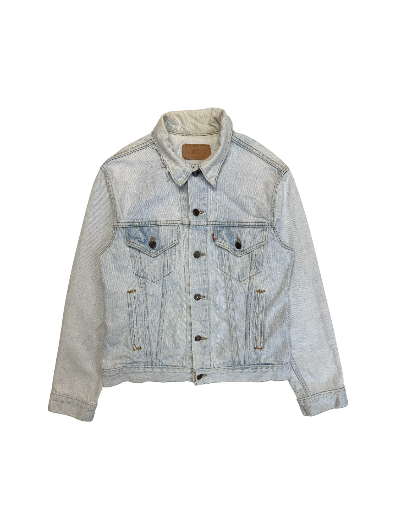 80s Levis Trucker Denim Jacket Made In USA 527 Weiß/Hellblau M - RareRags