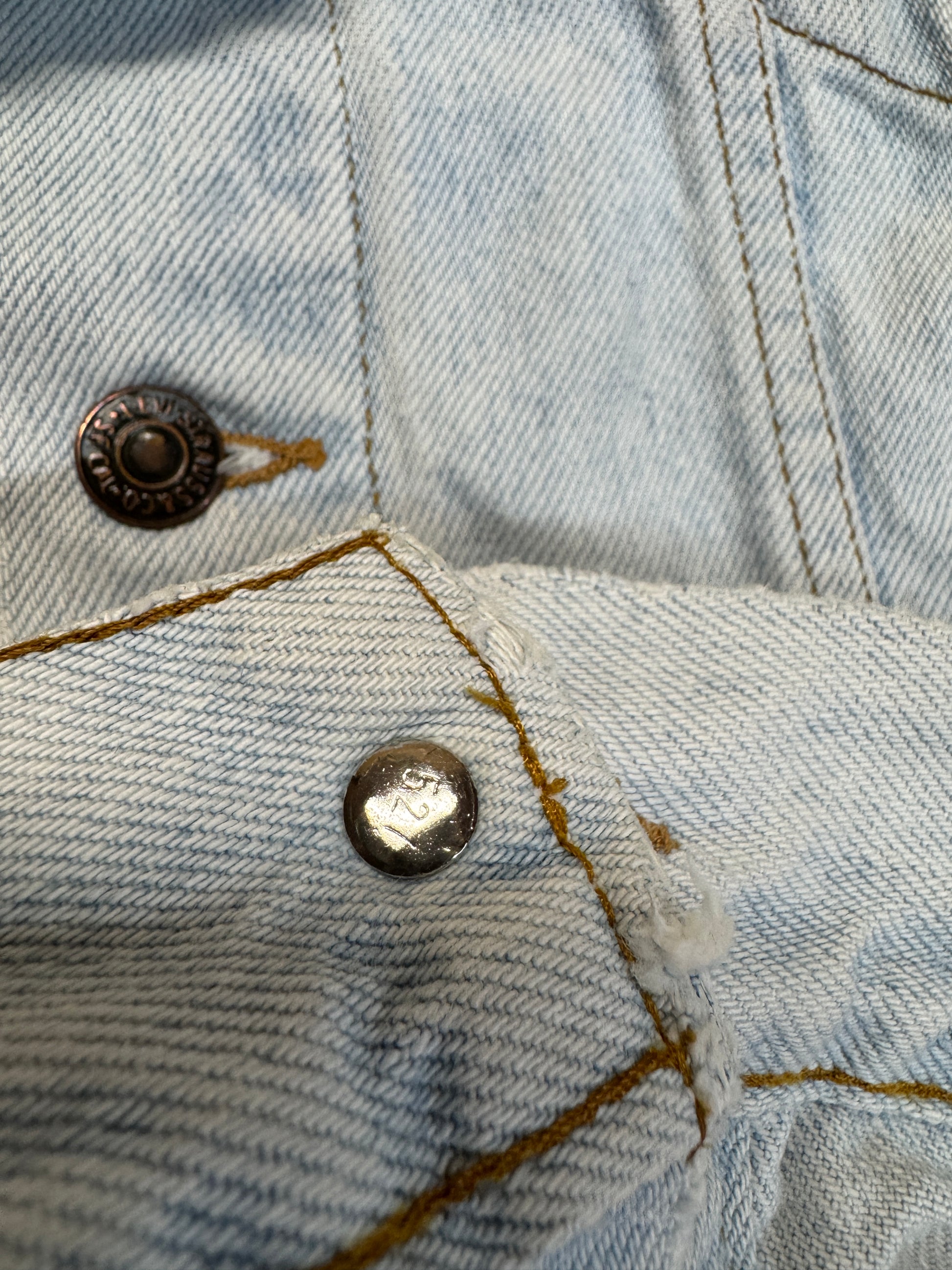 80s Levis Trucker Denim Jacket Made In USA 527 Weiß/Hellblau M - RareRags