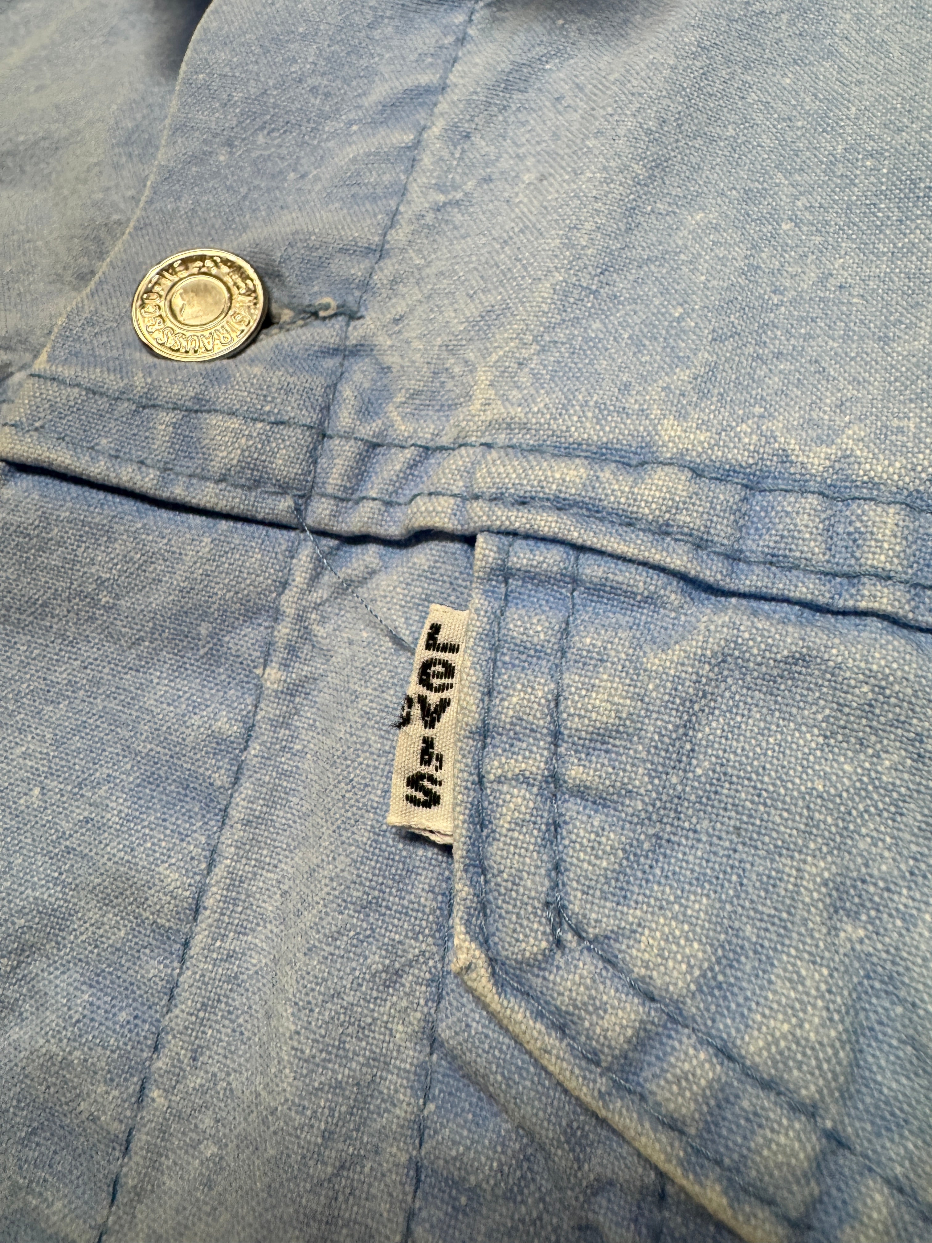80s Levis Faux Denim Trucker Jacket White Tab 273 Made In France Hellblau 38 S - RareRags