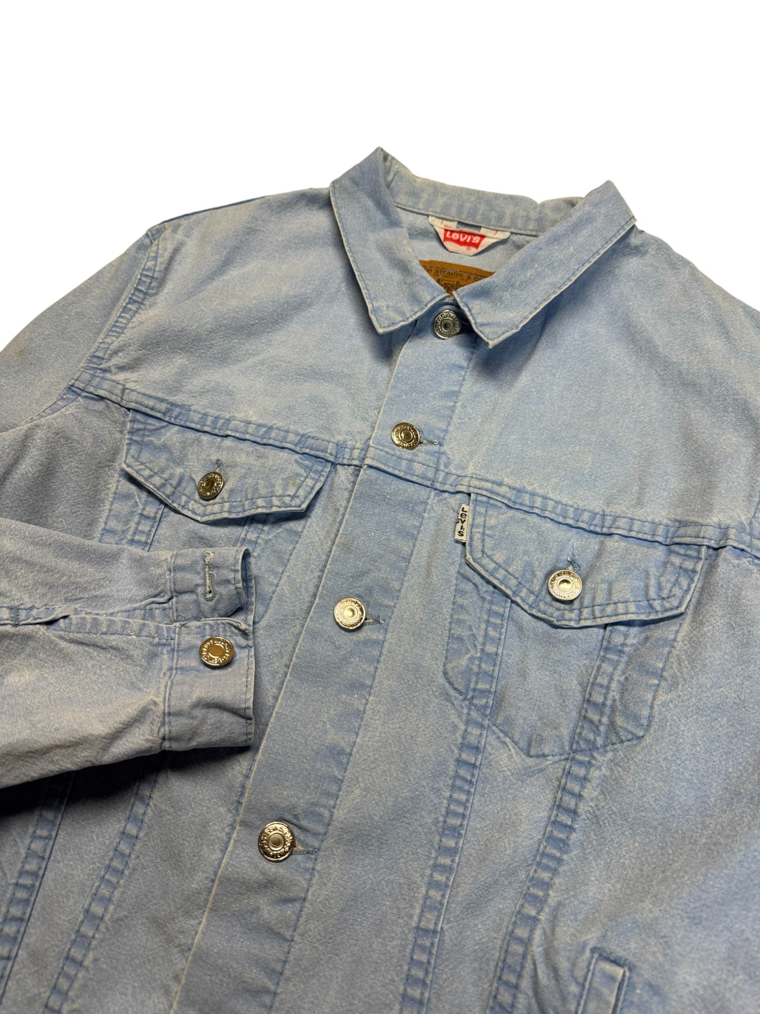 80s Levis Faux Denim Trucker Jacket White Tab 273 Made In France Hellblau 38 S - RareRags