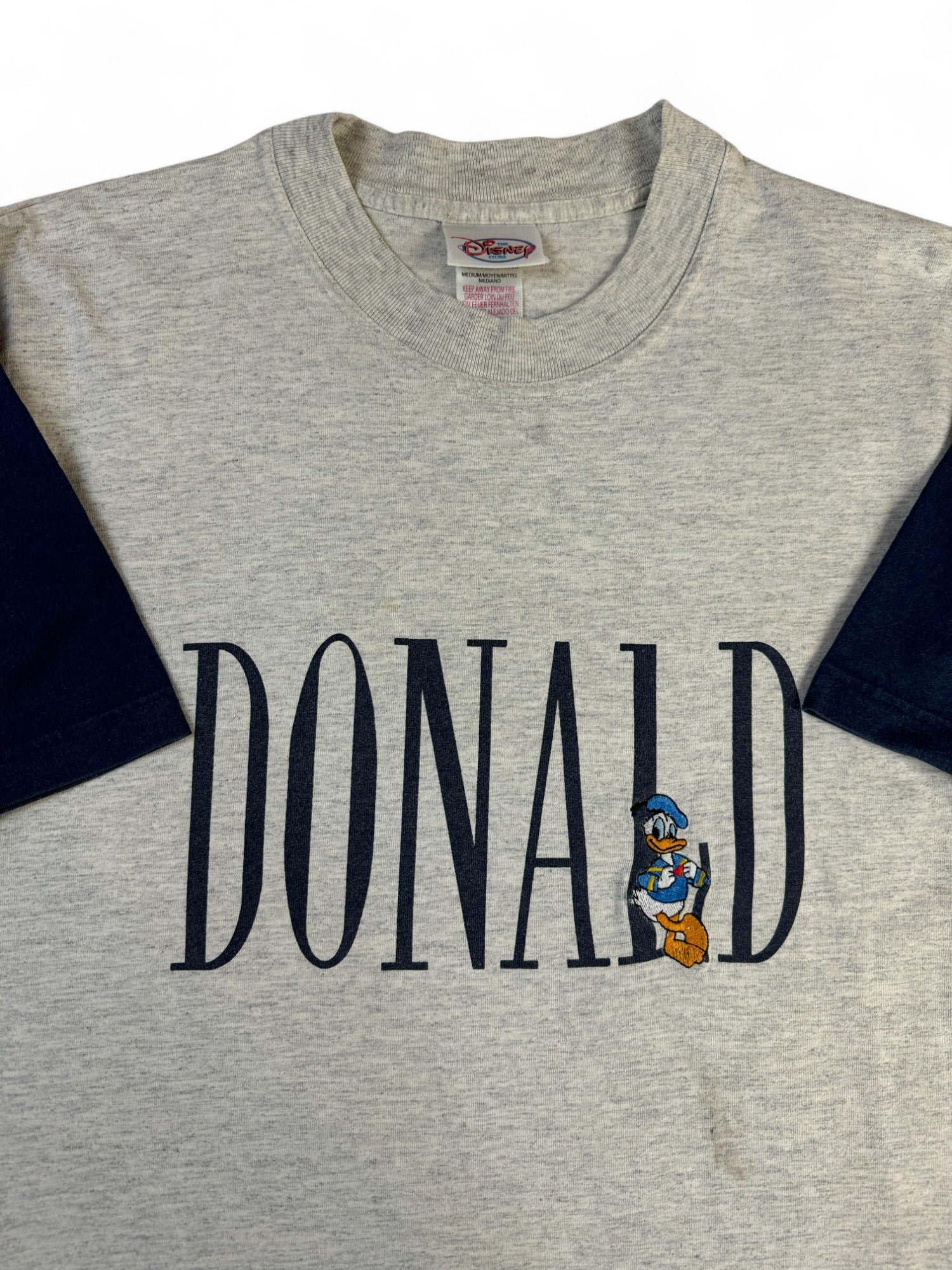 Vintage Disney Shirt 90s Donald Stick Grau Dunkelblau M