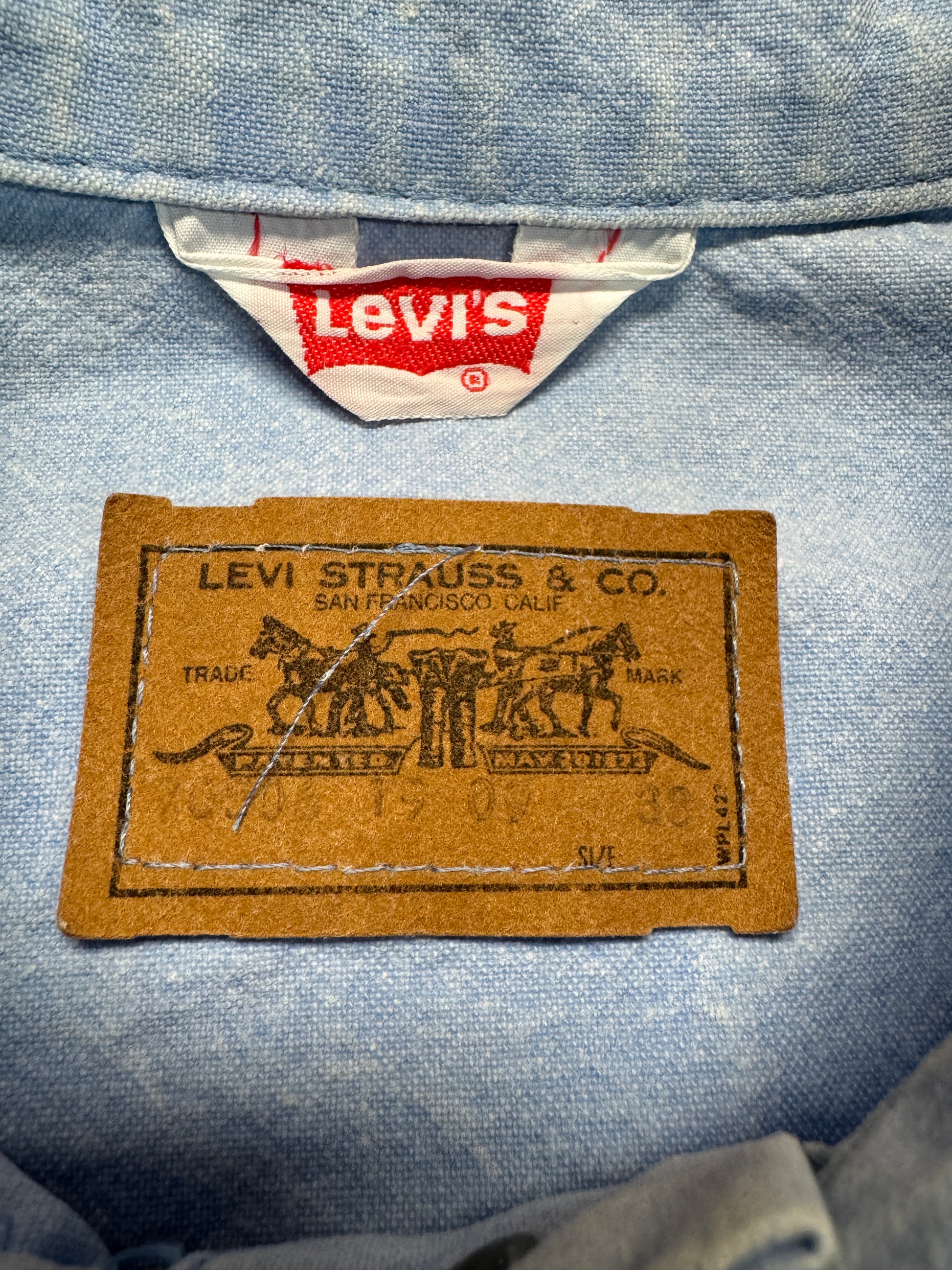 80s Levis Faux Denim Trucker Jacket White Tab 273 Made In France Hellblau 38 S - RareRags