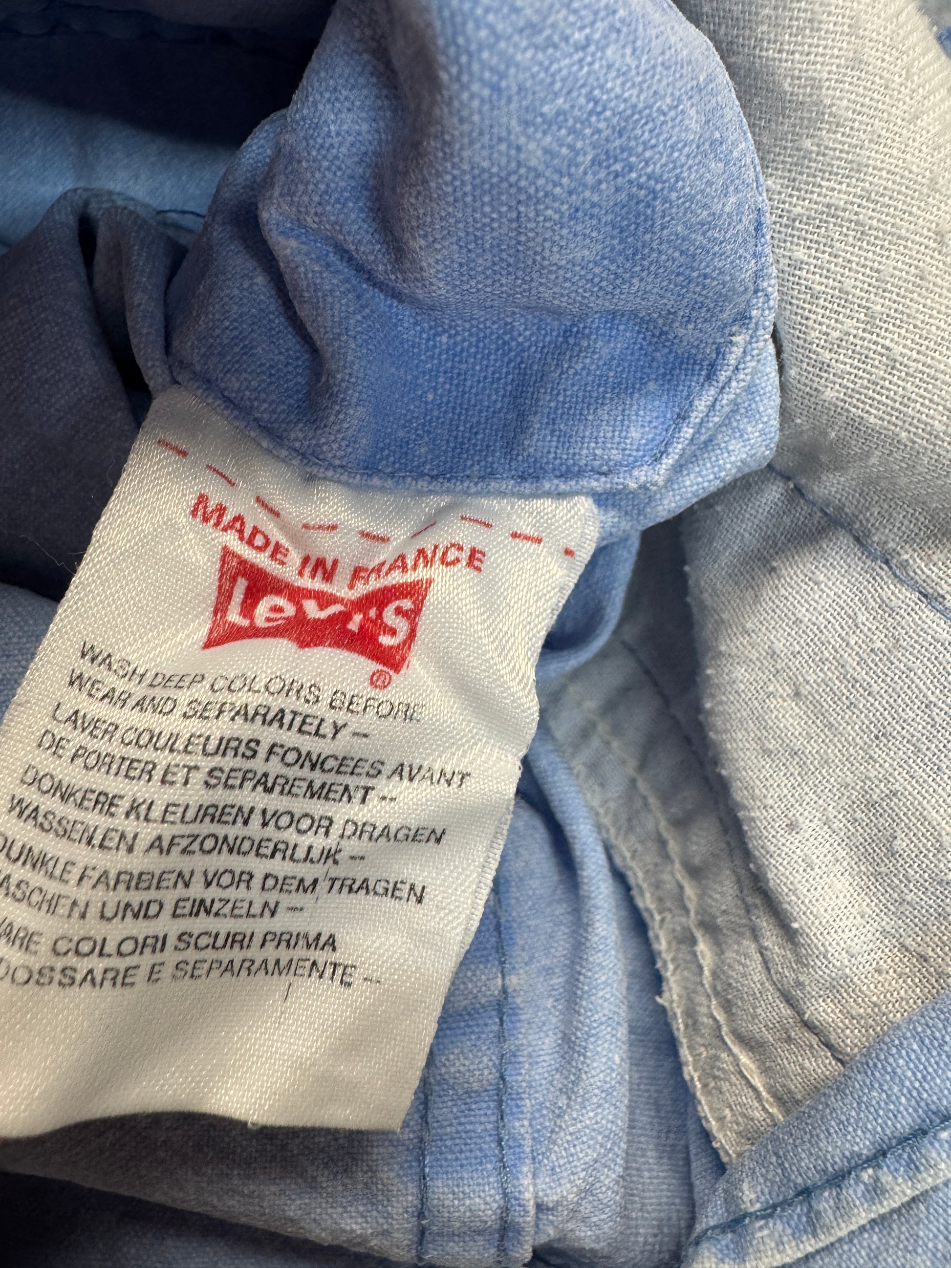 80s Levis Faux Denim Trucker Jacket White Tab 273 Made In France Hellblau 38 S - RareRags
