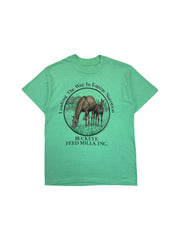 Vintage Buckeye Feed Mills Inc. Shirt 1991 Promo "Leading The Way In Equine Nutrition" Single Stitch Grün M-L